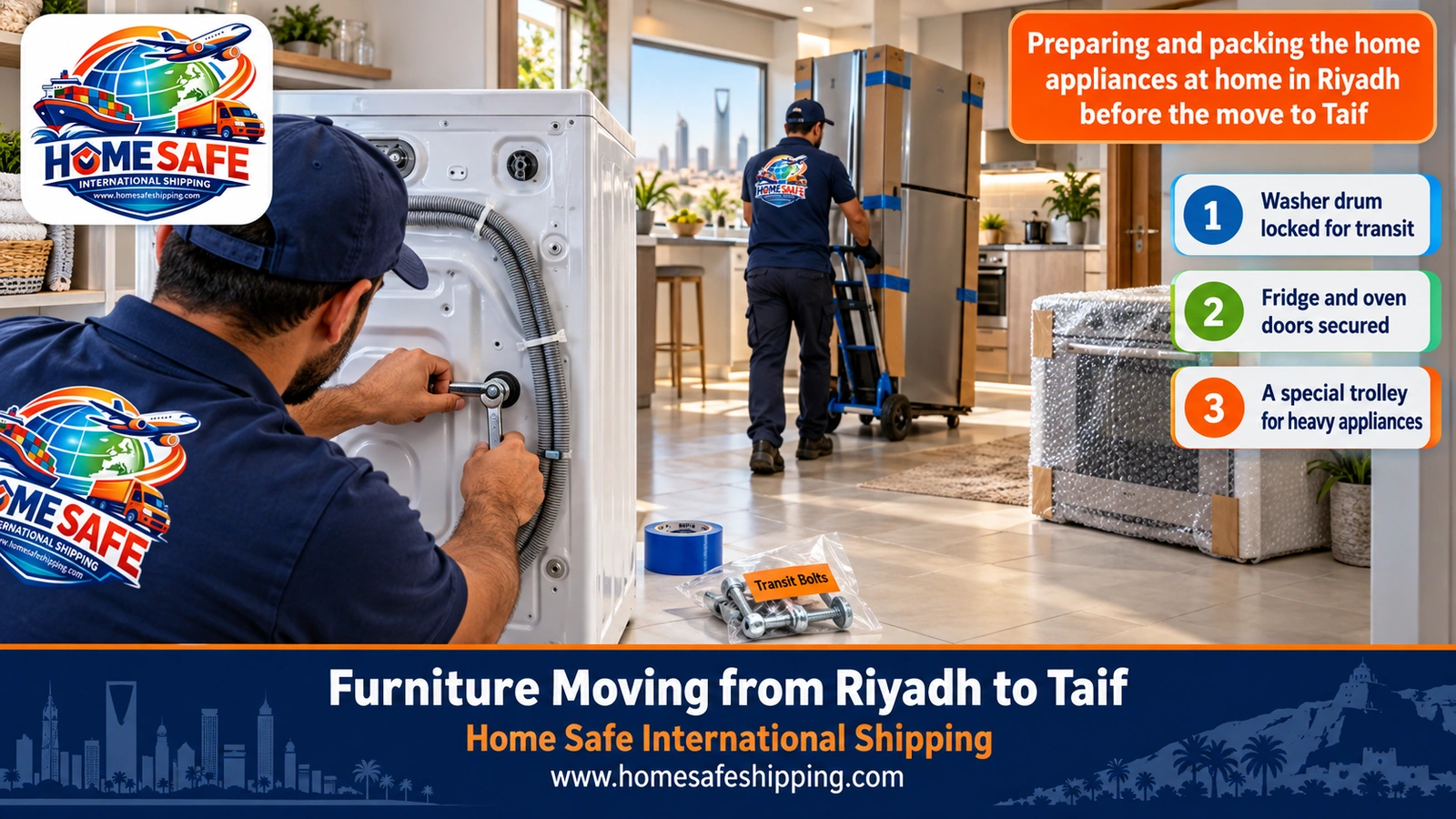 Preparing and packing the home appliances at home in Riyadh before the move to Taif