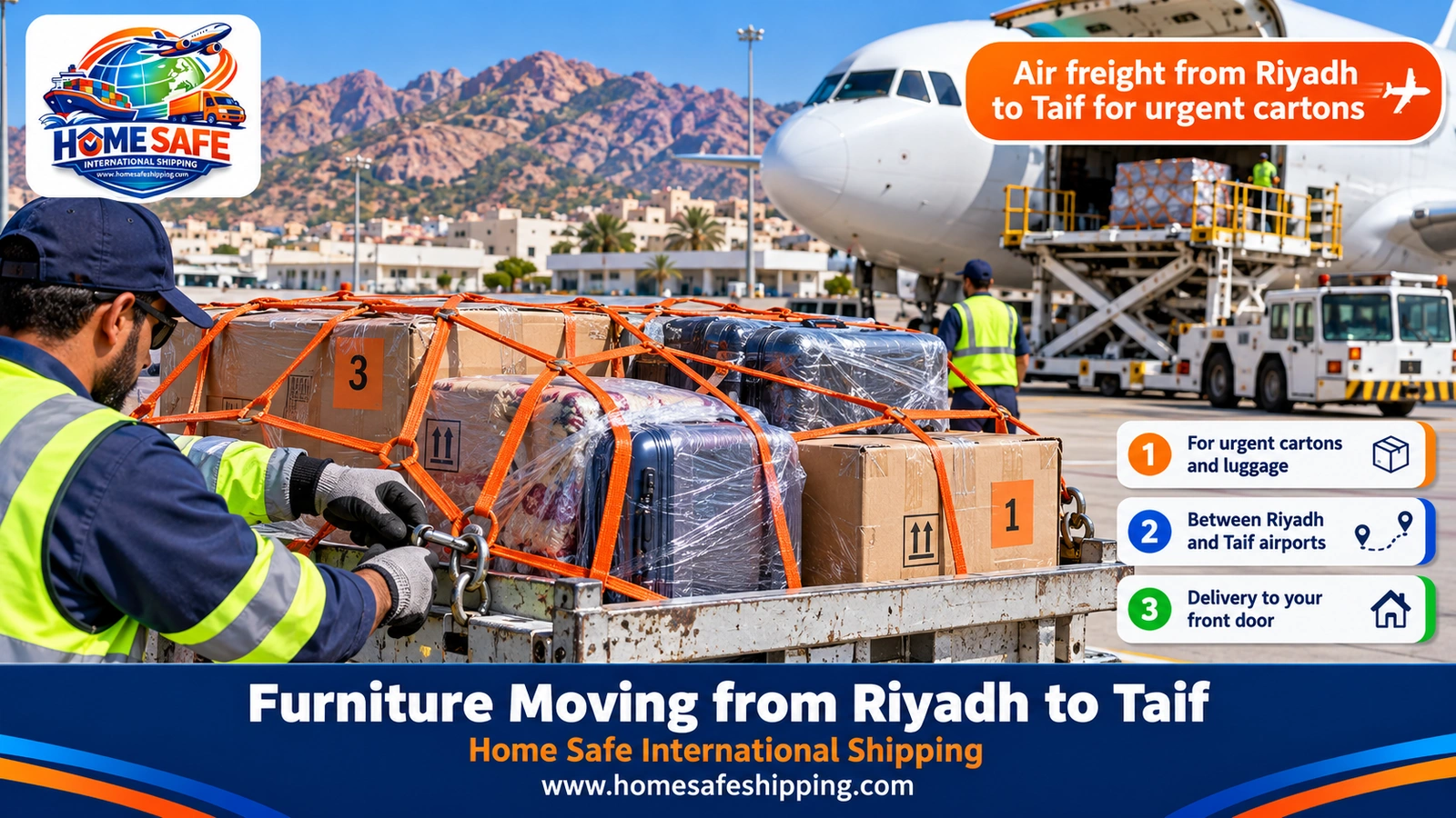 Air freight from Riyadh to Taif for urgent cartons