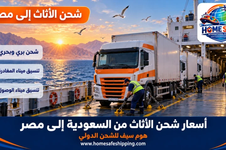شحن الأثاث من السعودية إلى مصر بالشاحنة على العبّارة
