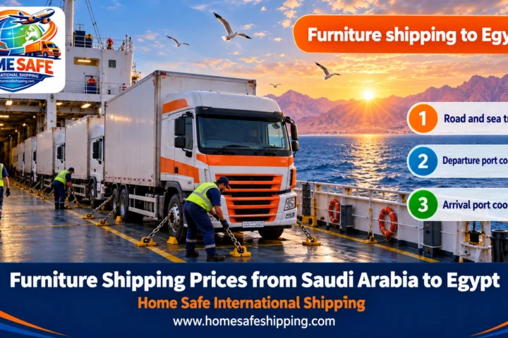 Furniture shipping from Saudi Arabia to Egypt by truck on the ferry