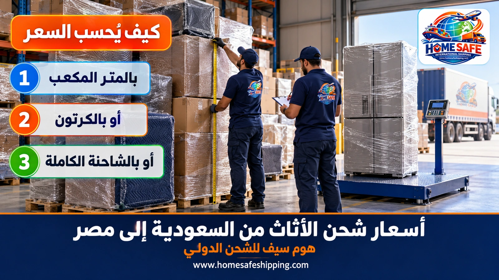 حساب سعر شحن الأثاث إلى مصر بالمتر المكعب