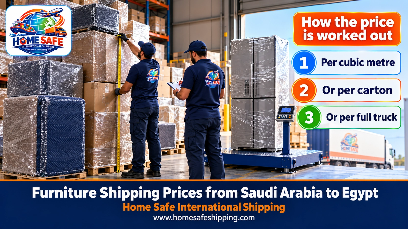 Working out the price of furniture shipping to Egypt per cubic metre