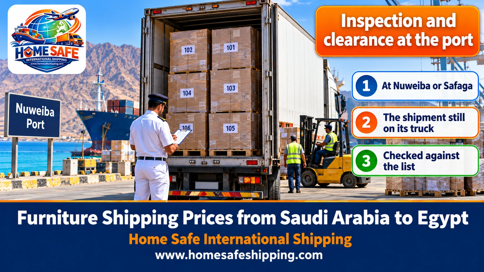 Inspection and clearance of furniture shipments at the Egyptian port