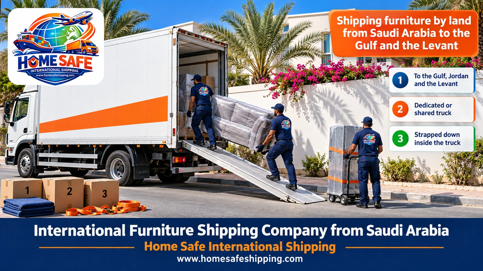 Shipping furniture by land from Saudi Arabia to the Gulf and the Levant
