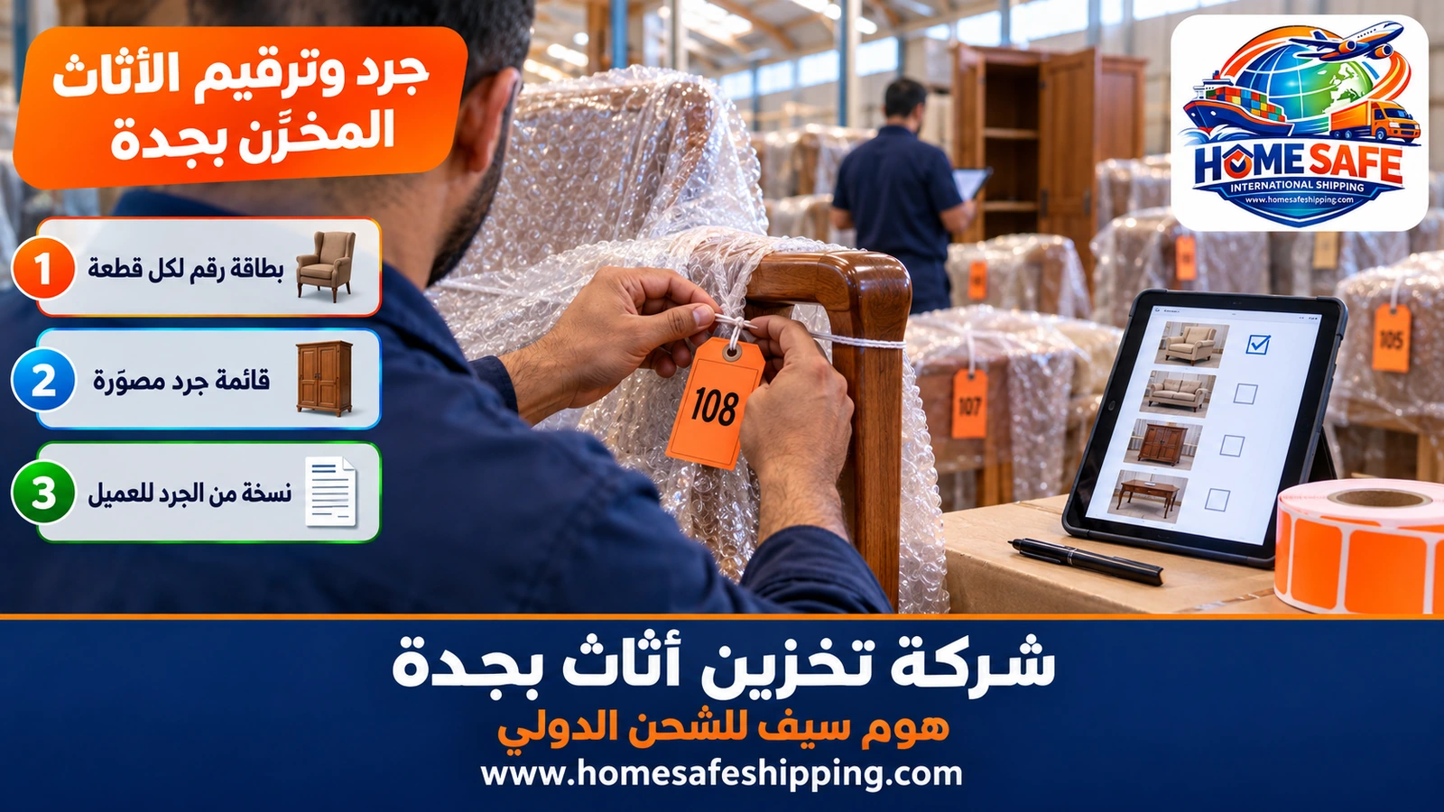 جرد وترقيم الأثاث المخزَّن بجدة
