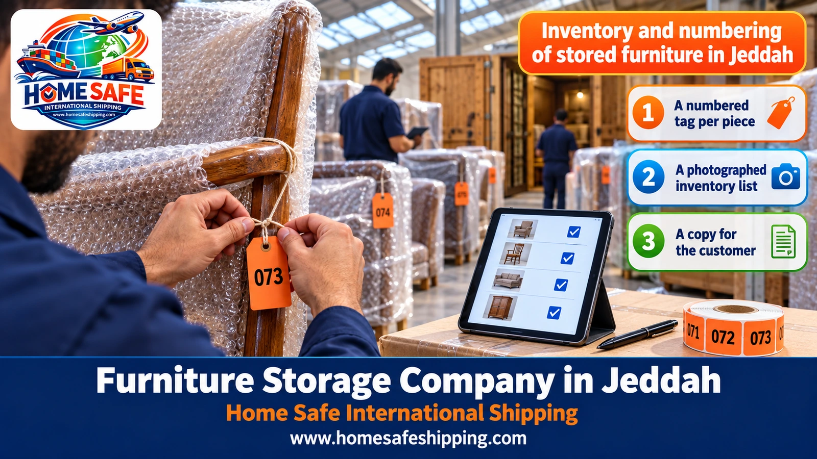Inventory and numbering of stored furniture in Jeddah