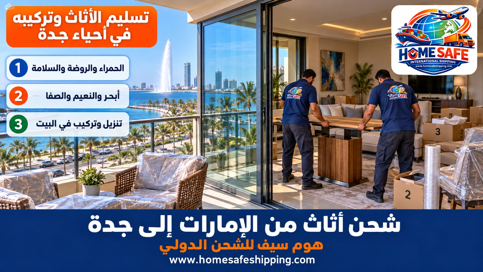 تسليم الأثاث وتركيبه في أحياء جدة