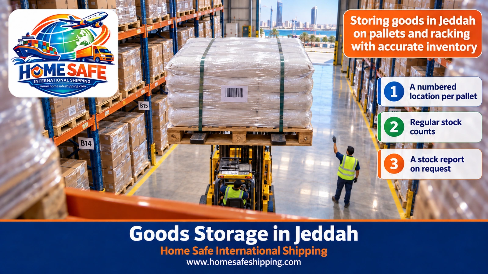 Storing goods in Jeddah on pallets and racking with accurate inventory