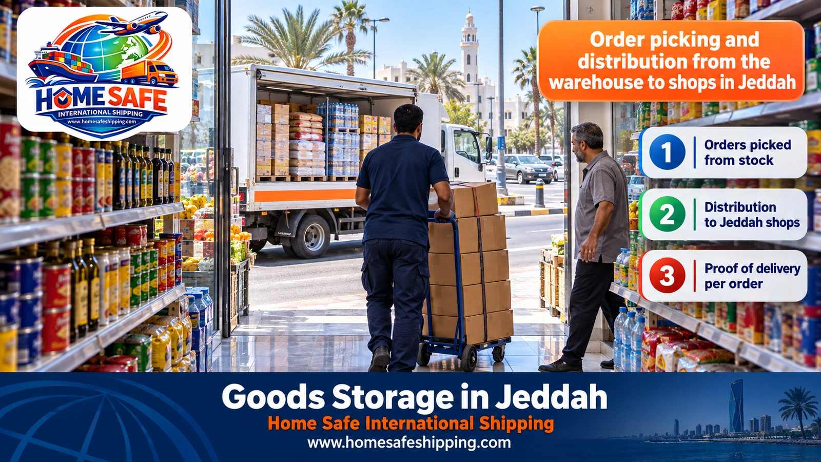 Order picking and distribution from the warehouse to shops in Jeddah