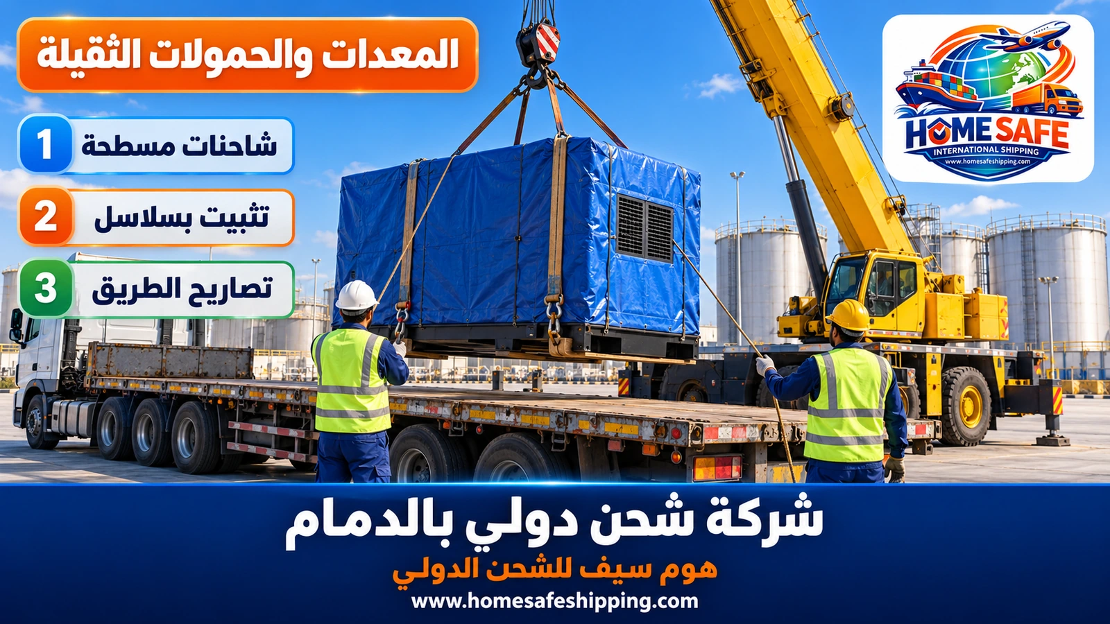 شحن المعدات والحمولات الثقيلة من الدمام