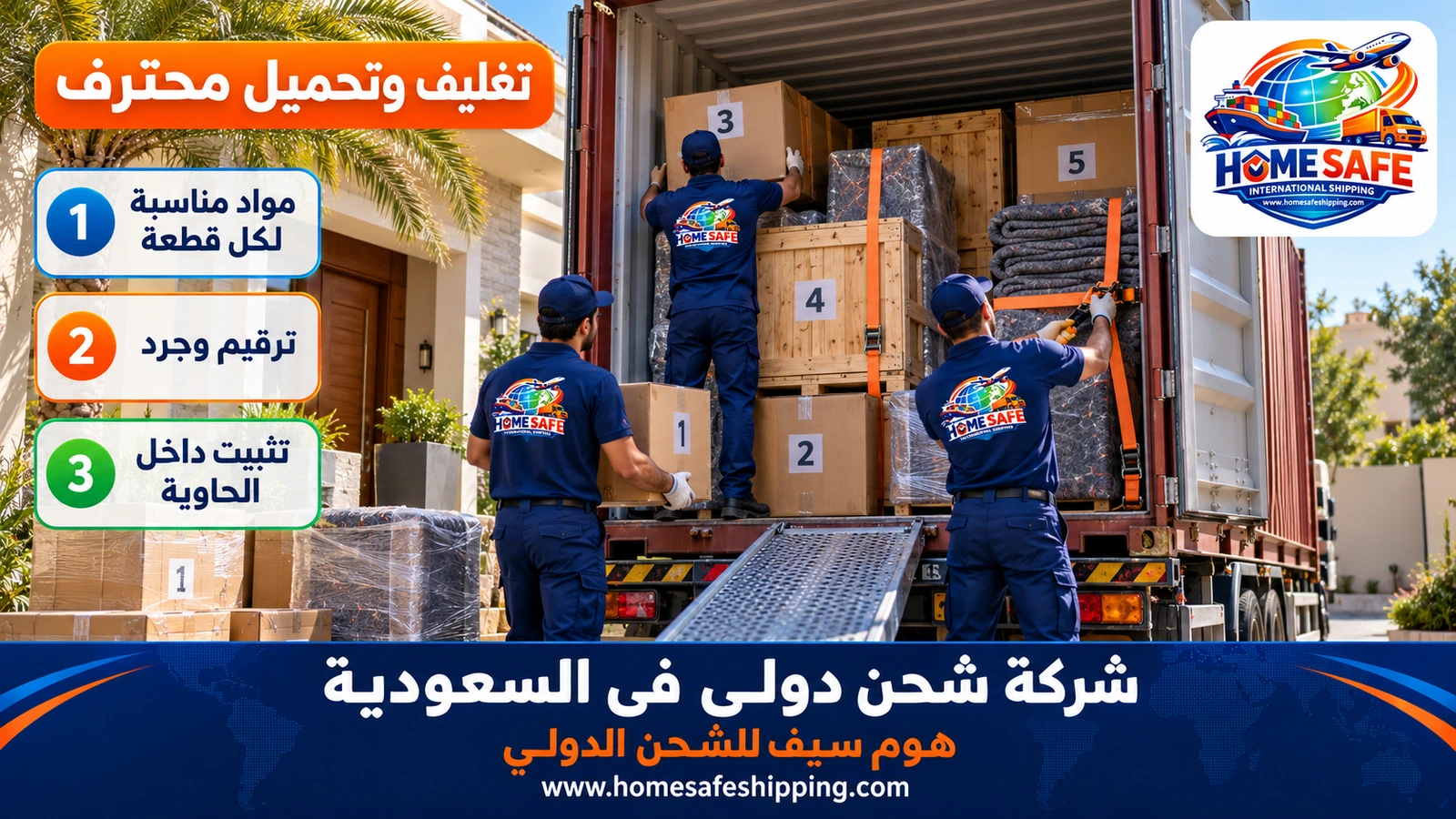 تغليف وتحميل الشحنات الدولية في السعودية