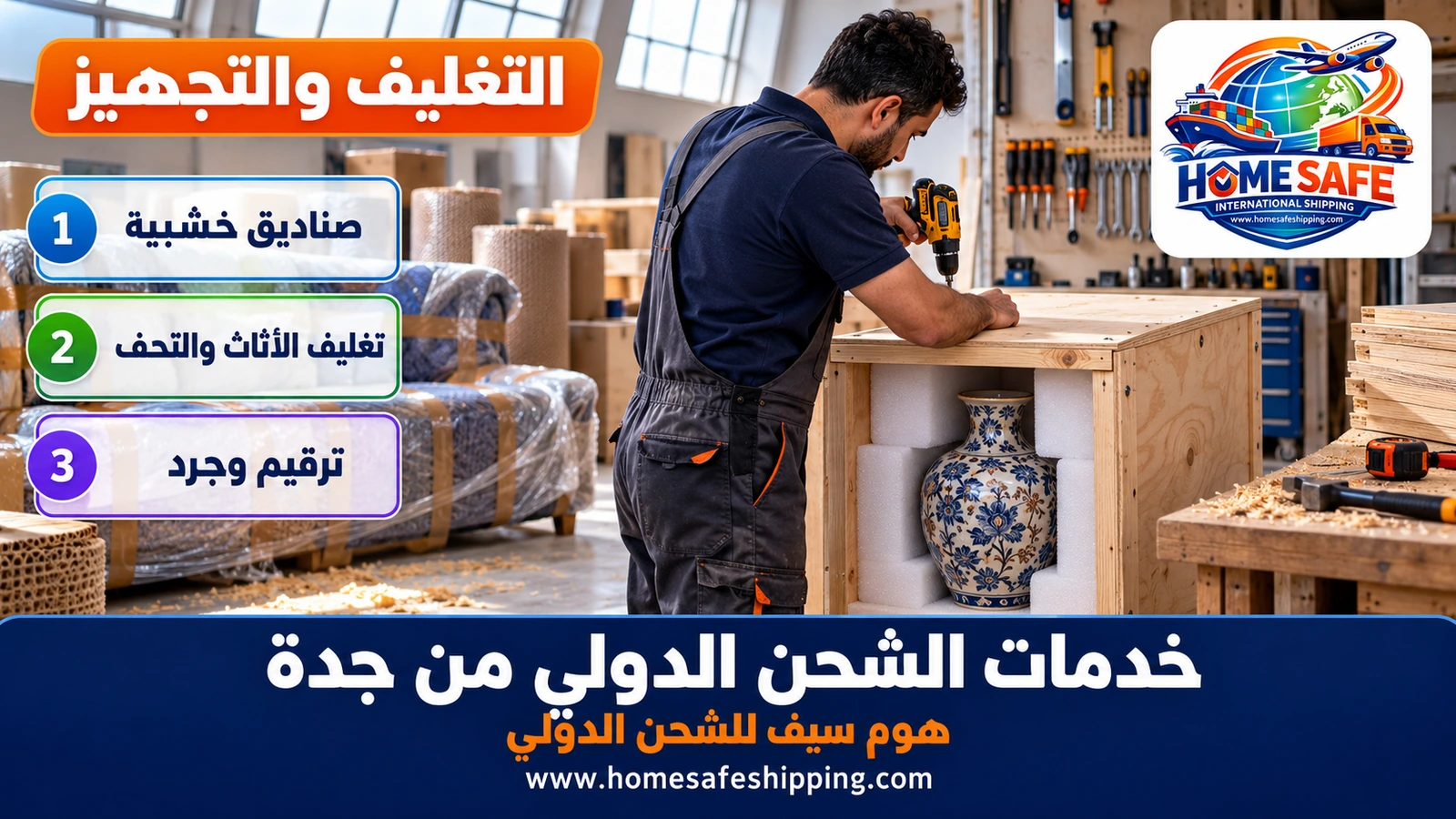 خدمات التغليف للشحن الدولي من جدة