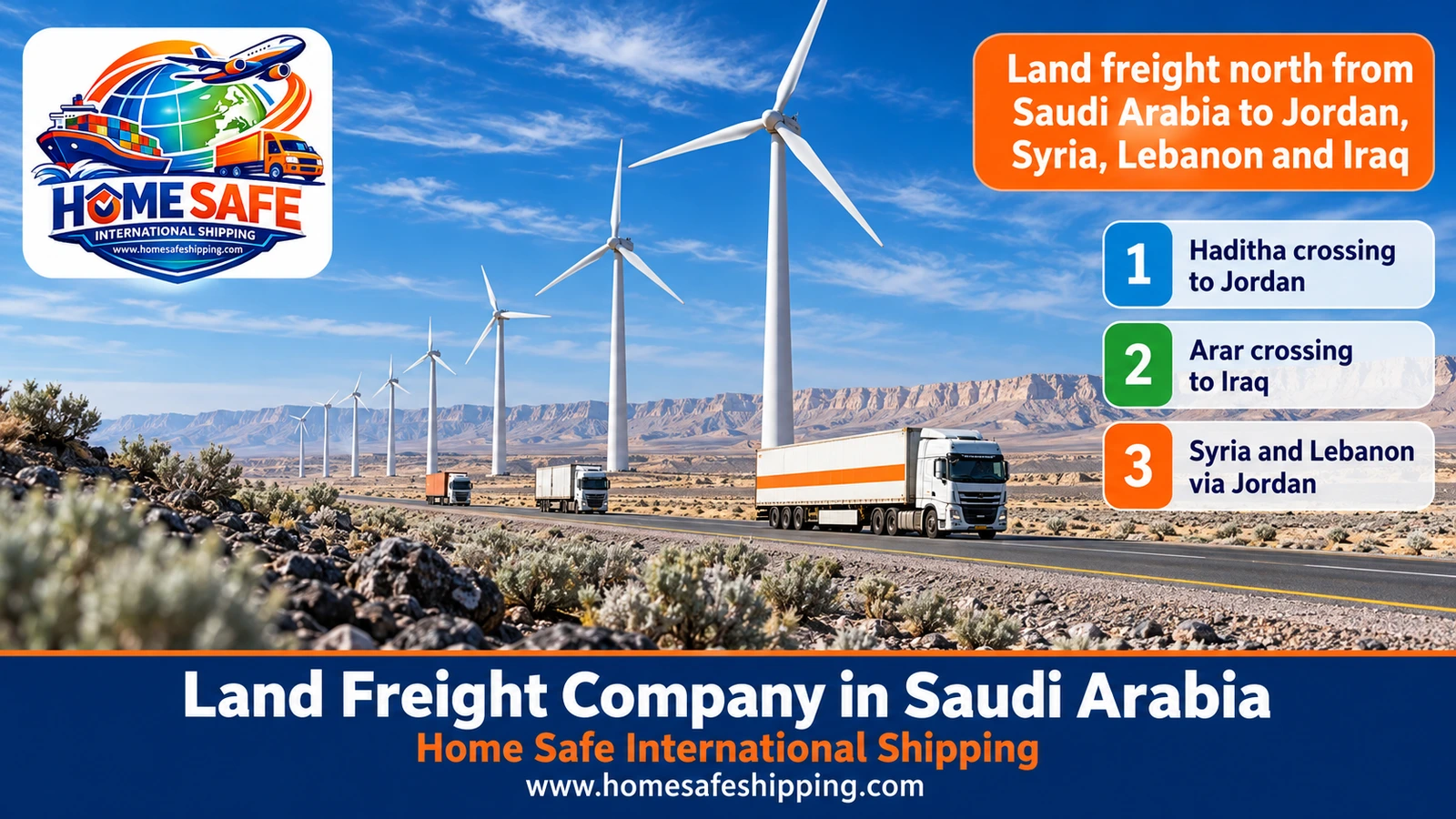 Land freight north from Saudi Arabia to Jordan, Syria, Lebanon and Iraq