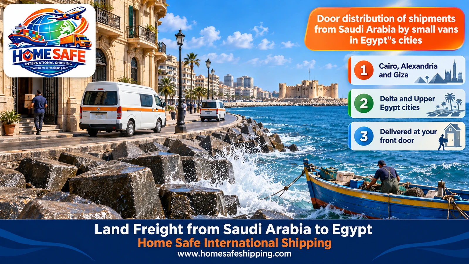 Door distribution of shipments from Saudi Arabia by small vans in Egypt’s cities