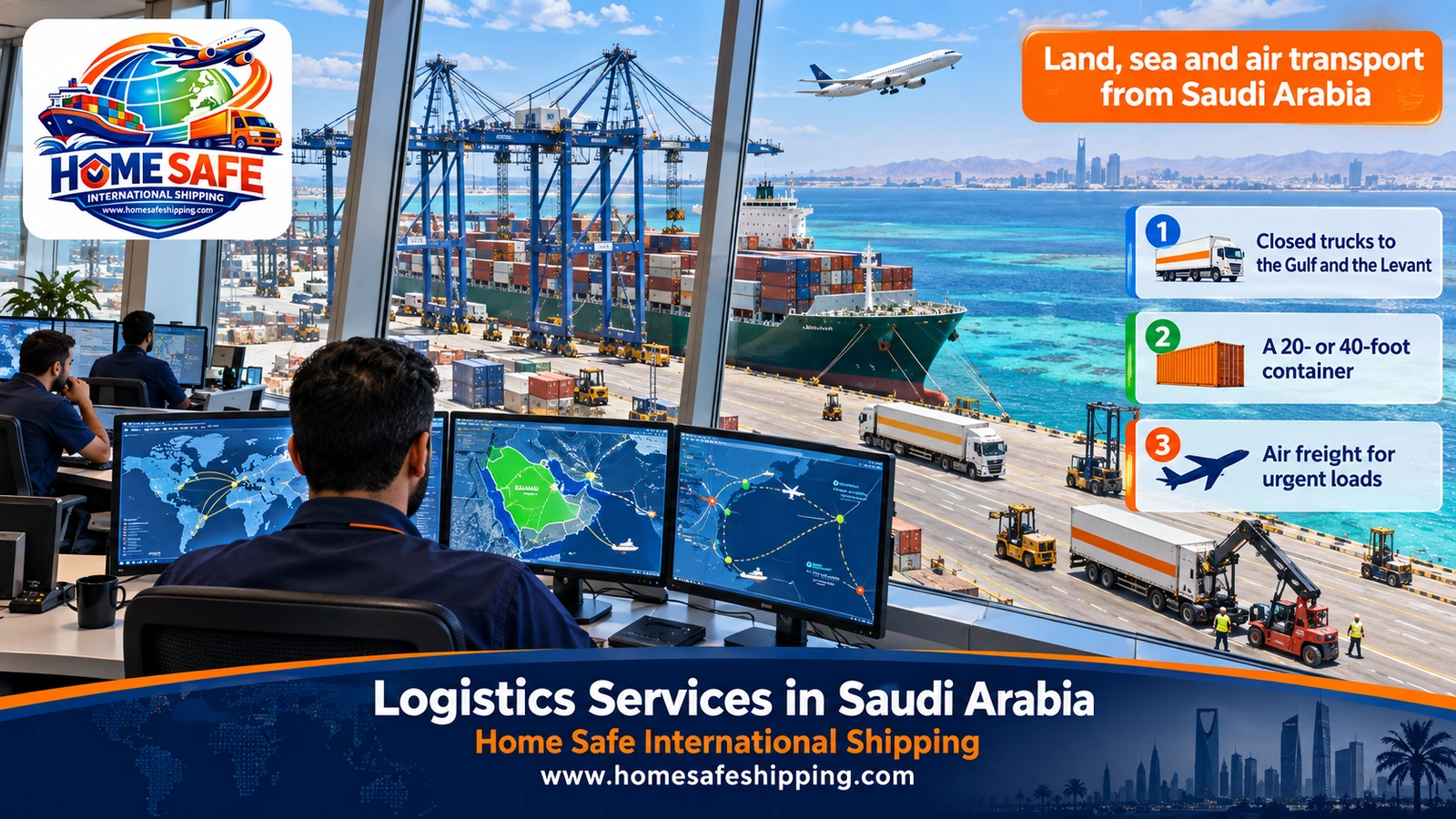 Land, sea and air transport from Saudi Arabia