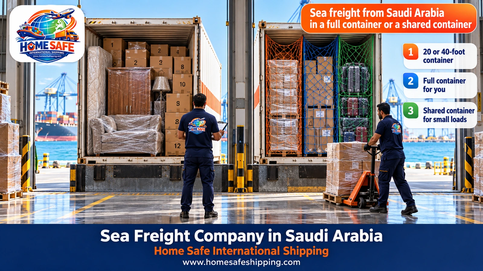 Sea freight from Saudi Arabia in a full container or a shared container