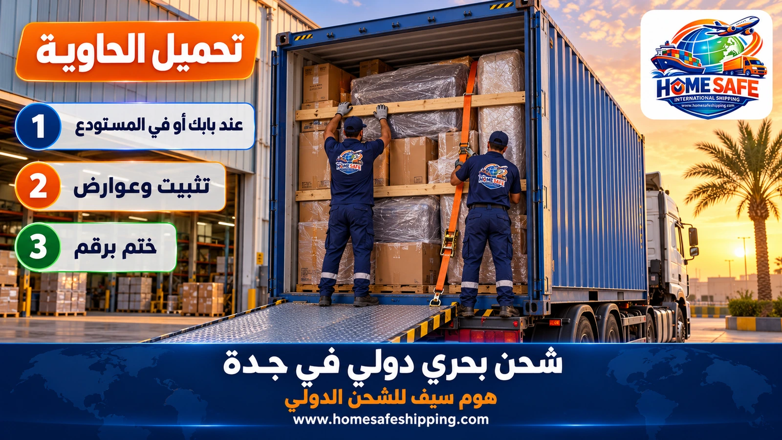 تحميل الحاوية للشحن البحري من جدة