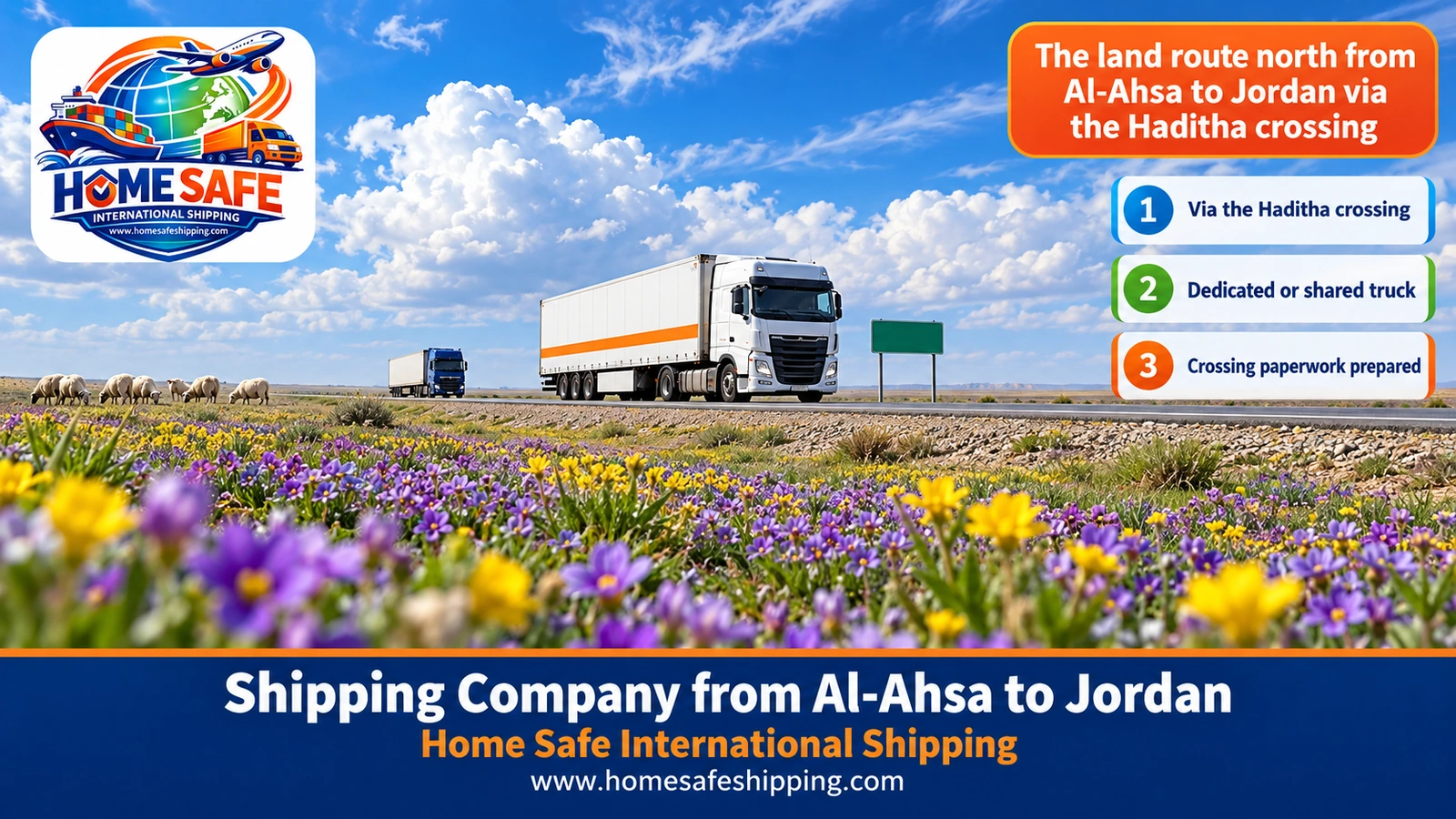 The land route north from Al-Ahsa to Jordan via the Haditha crossing