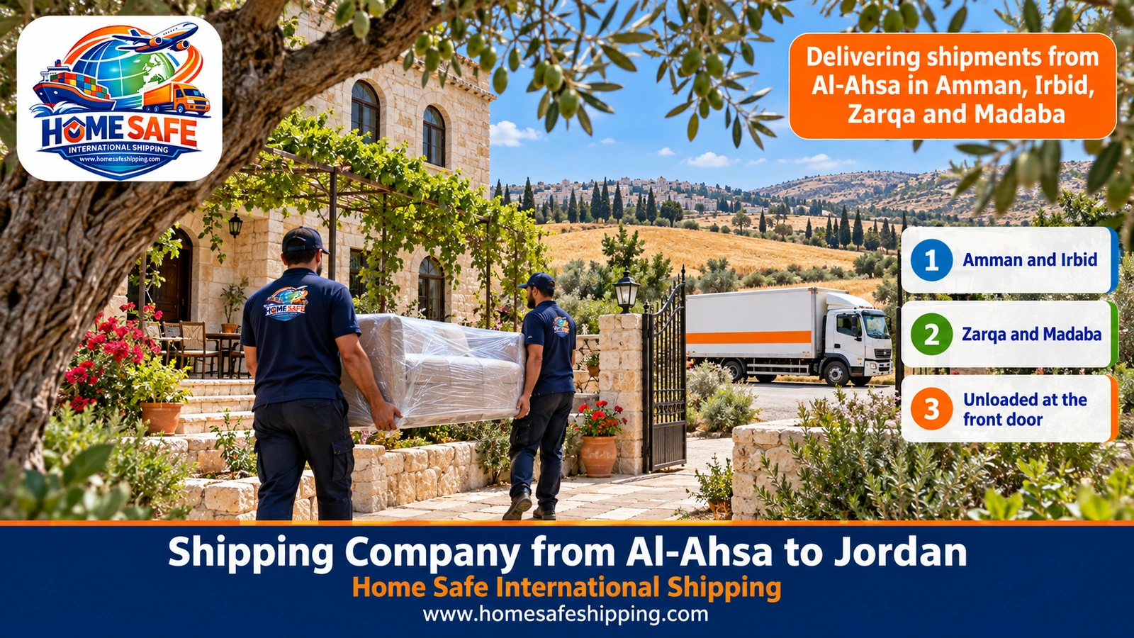 Delivering shipments from Al-Ahsa in Amman, Irbid, Zarqa and Madaba