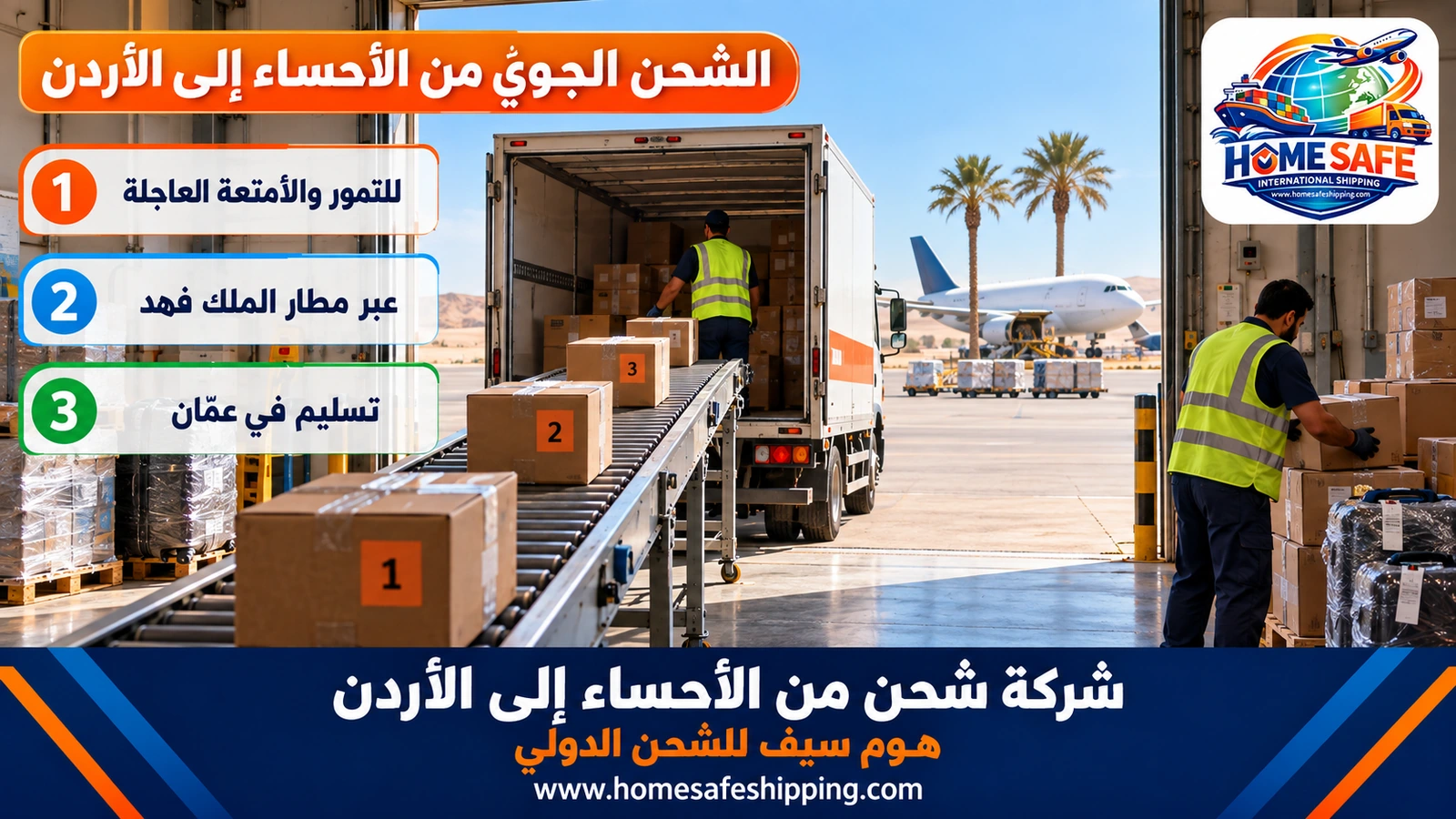 الشحن الجوي من الأحساء إلى الأردن