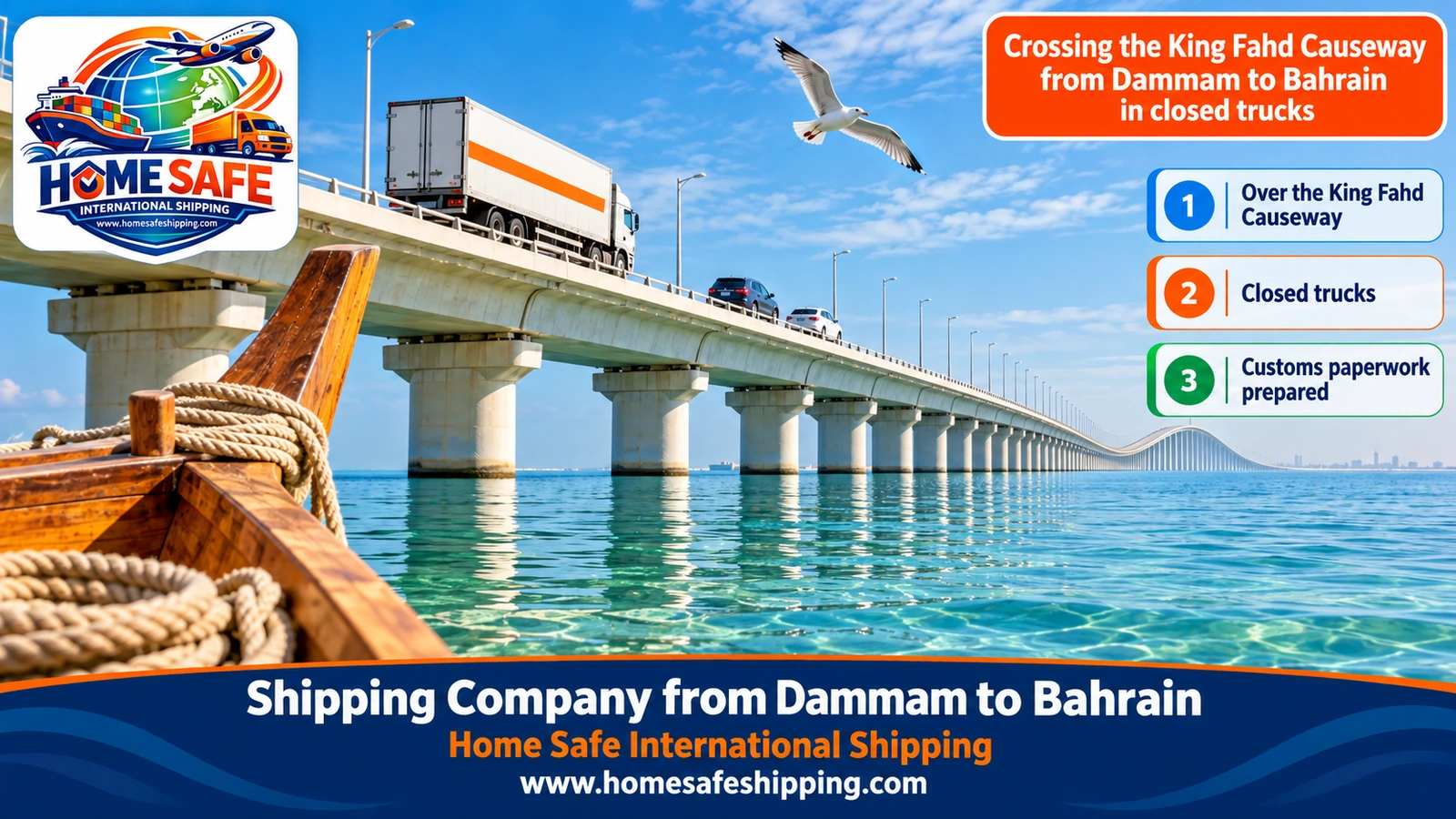 Crossing the King Fahd Causeway from Dammam to Bahrain in closed trucks