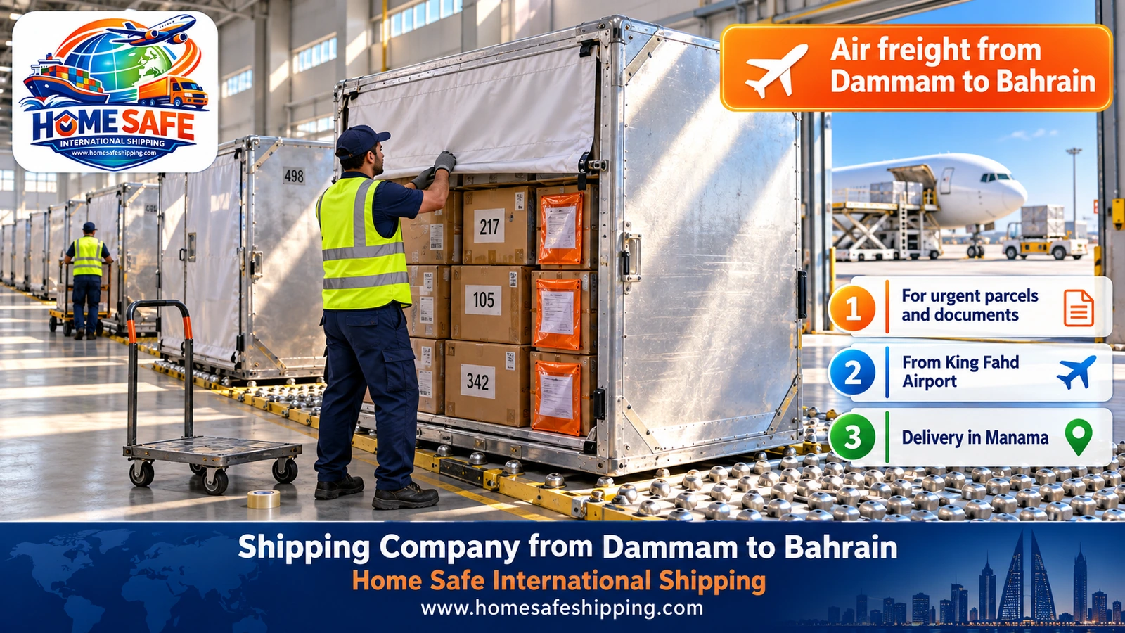Air freight from Dammam to Bahrain