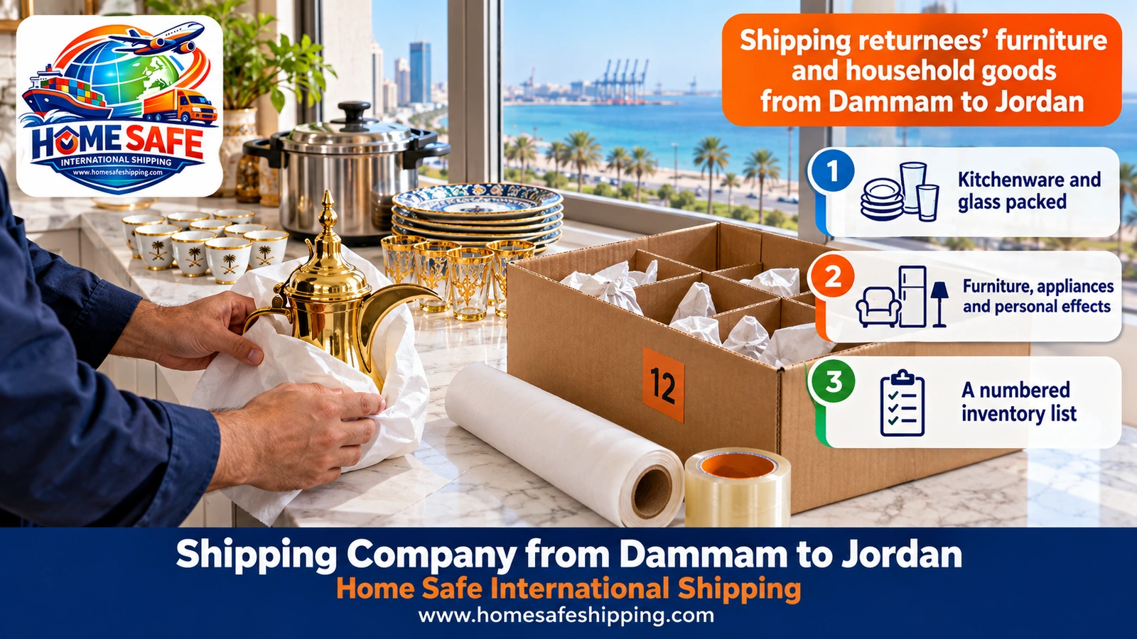 Shipping returnees’ furniture and household goods from Dammam to Jordan