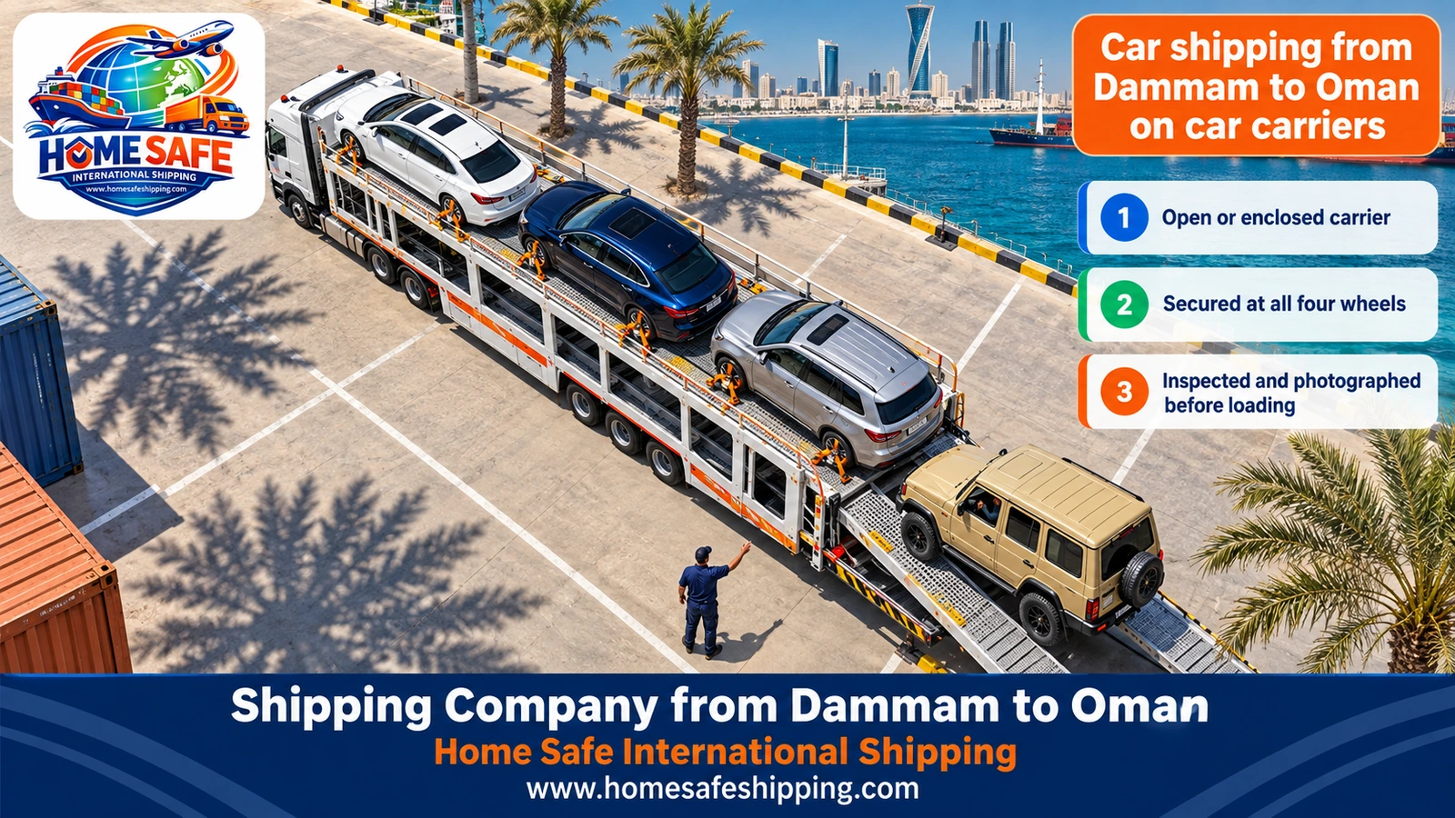 Car shipping from Dammam to Oman on car carriers