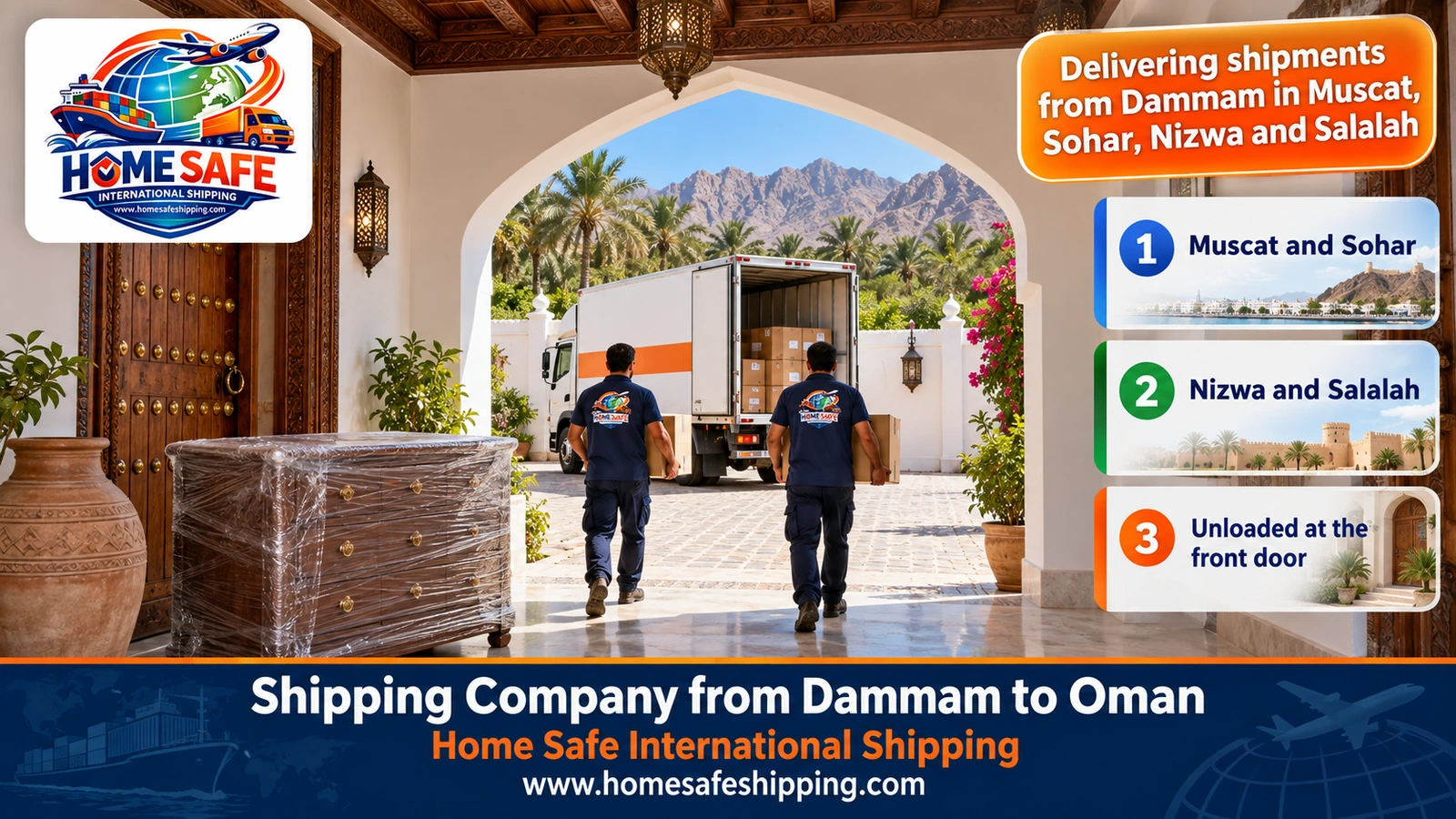 Delivering shipments from Dammam in Muscat, Sohar, Nizwa and Salalah