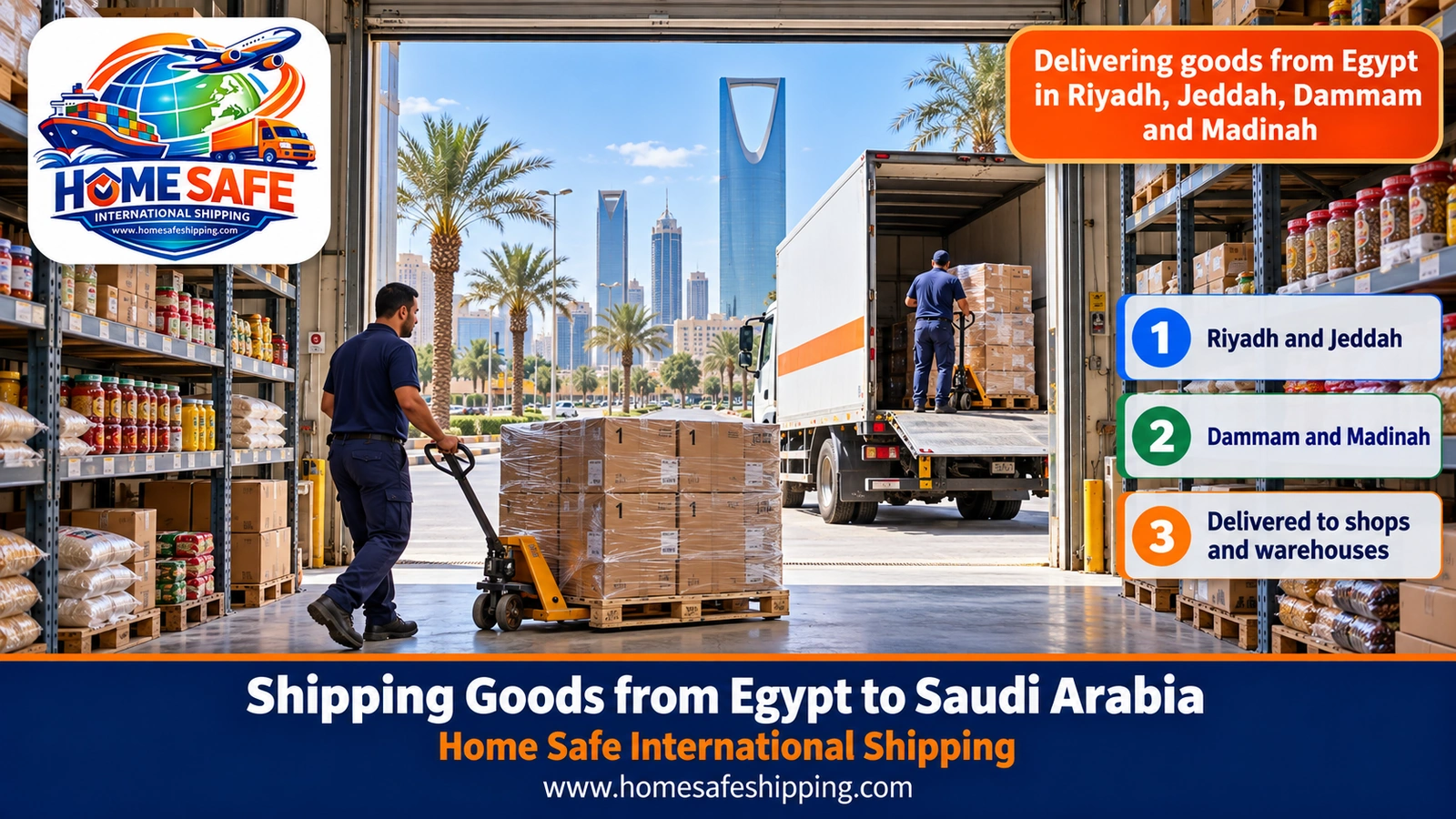 Delivering goods from Egypt in Riyadh, Jeddah, Dammam and Madinah