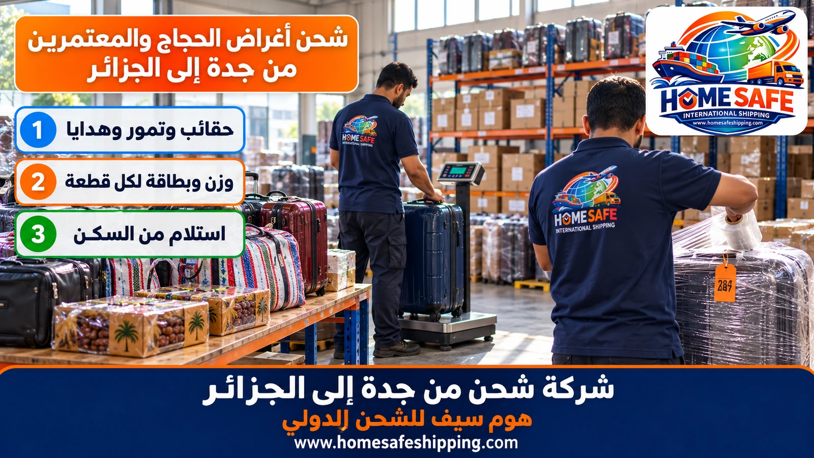 شحن أغراض الحجاج والمعتمرين من جدة إلى الجزائر