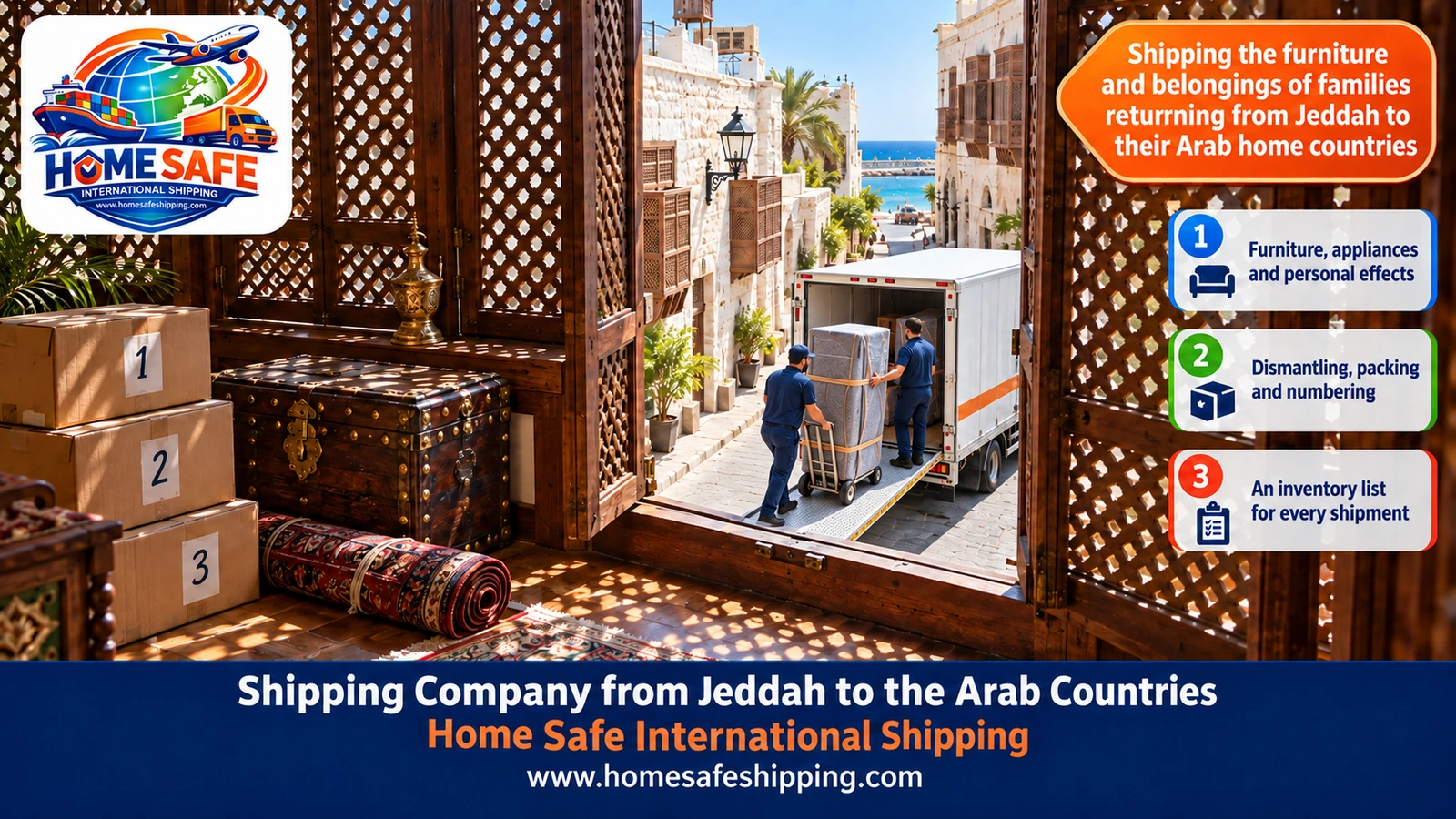 Shipping the furniture and belongings of families returning from Jeddah to their Arab home countries