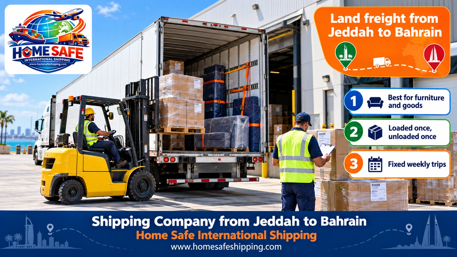 Loading the truck for shipping from Jeddah to Bahrain
