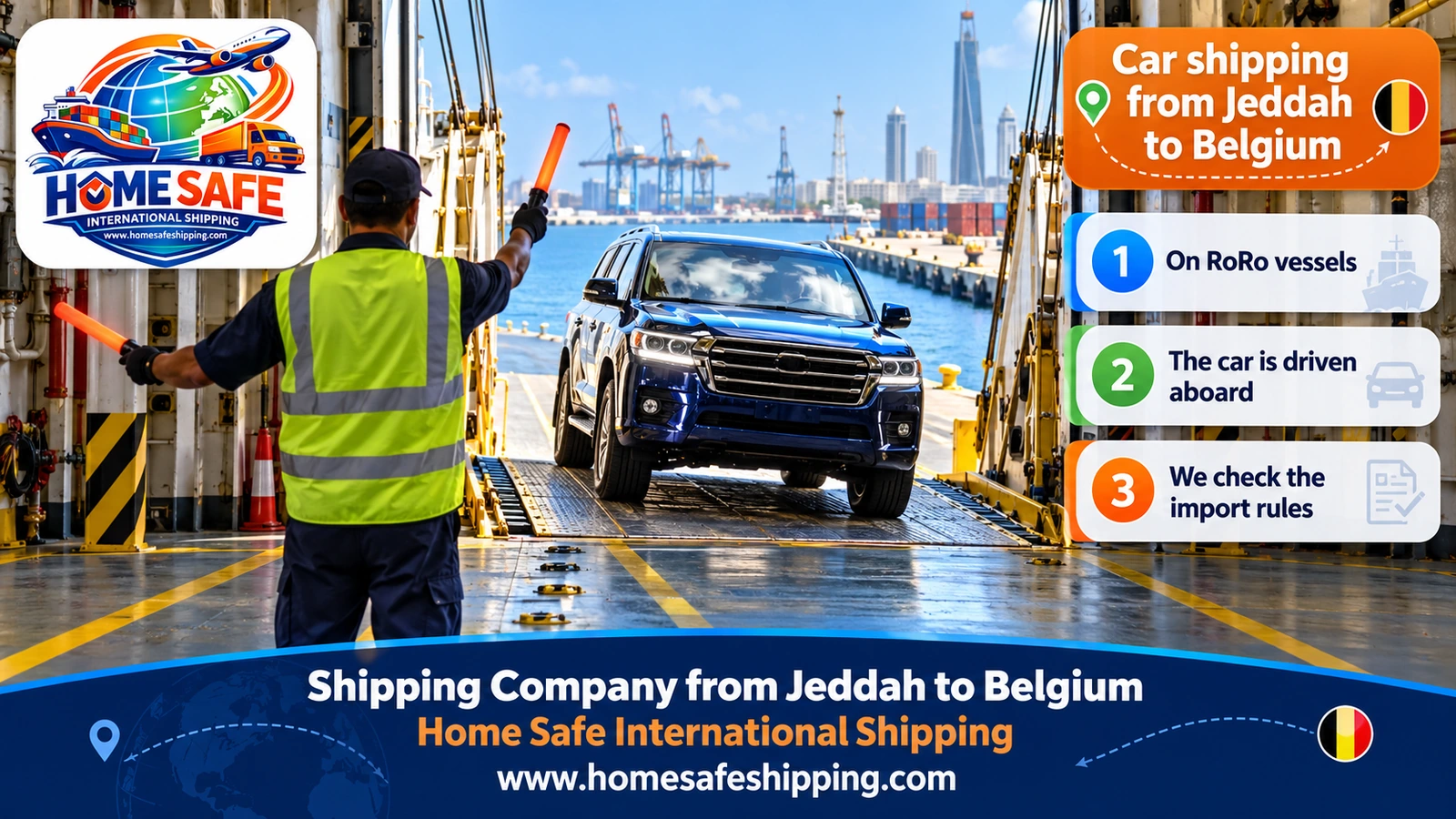 Car shipping from Jeddah to Belgium