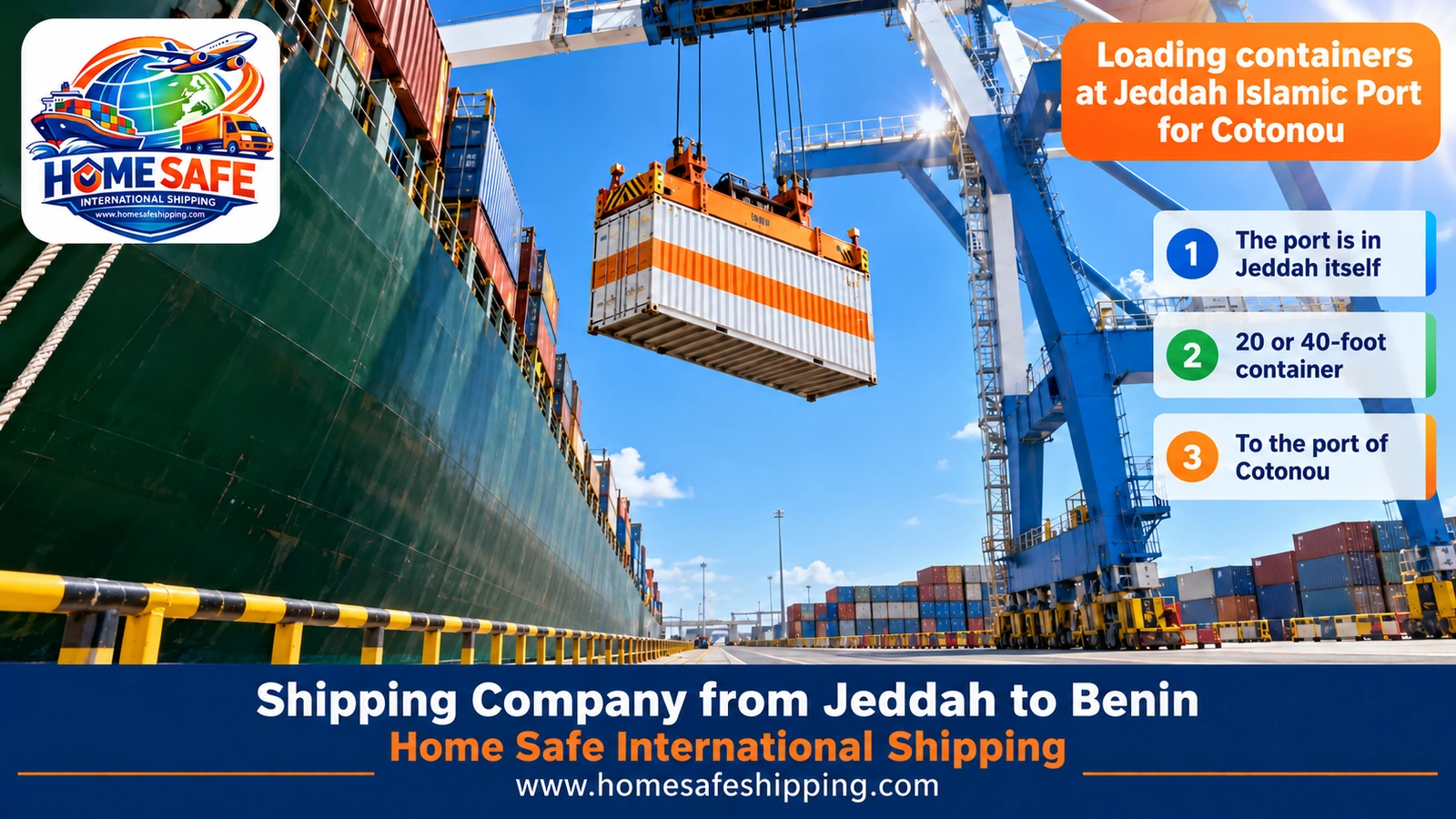 Loading containers at Jeddah Islamic Port for Cotonou