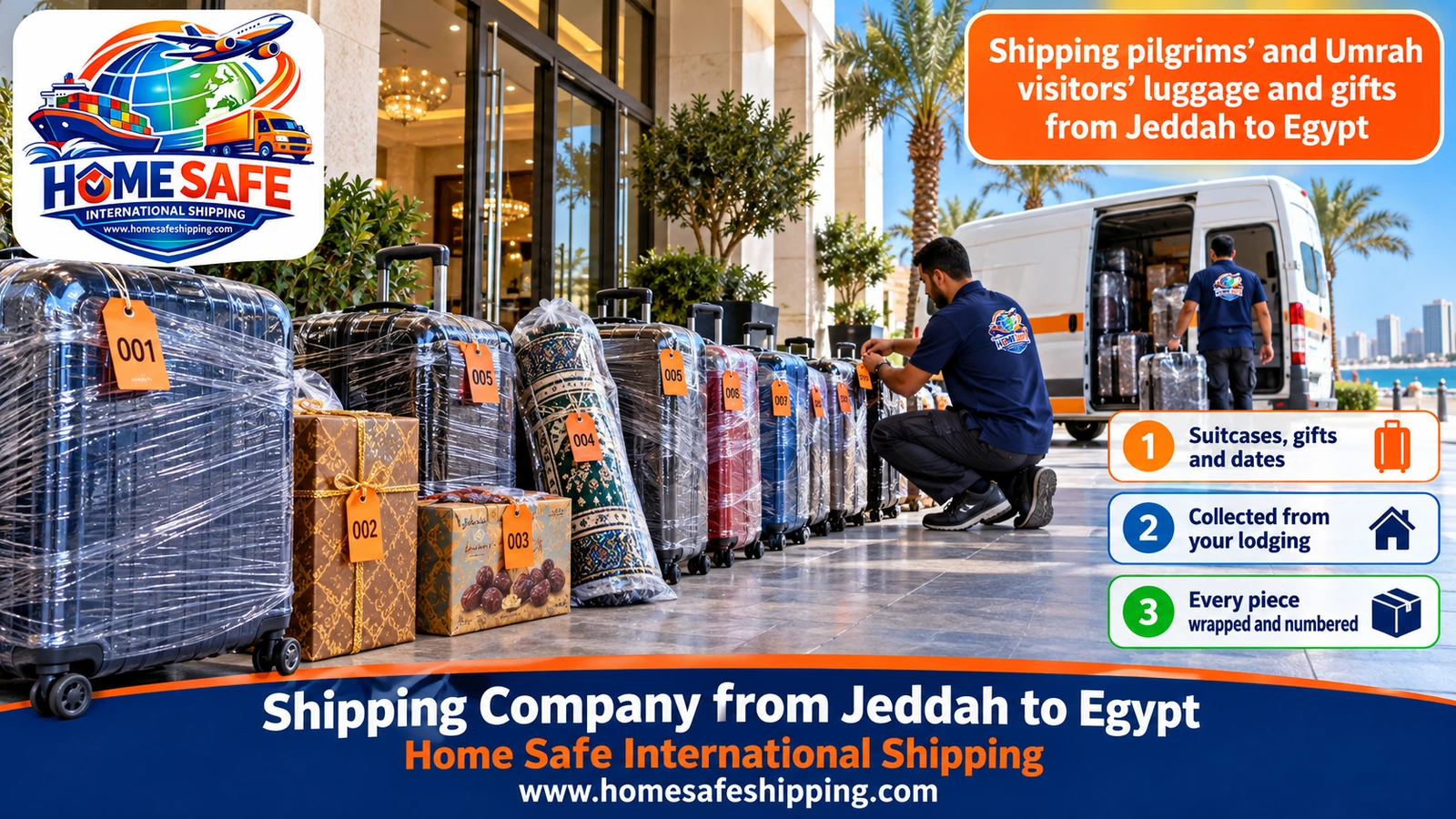 Shipping pilgrims’ and Umrah visitors’ luggage and gifts from Jeddah to Egypt