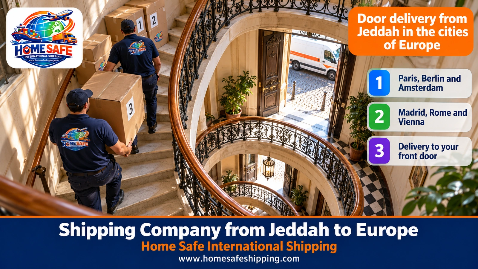 Door delivery from Jeddah in the cities of Europe