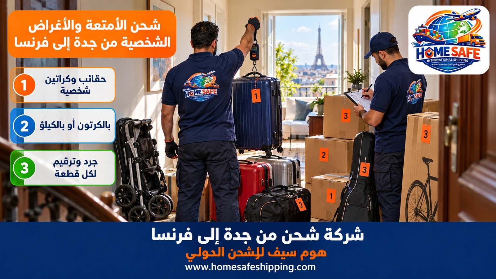 شحن الأمتعة والأغراض الشخصية من جدة إلى فرنسا