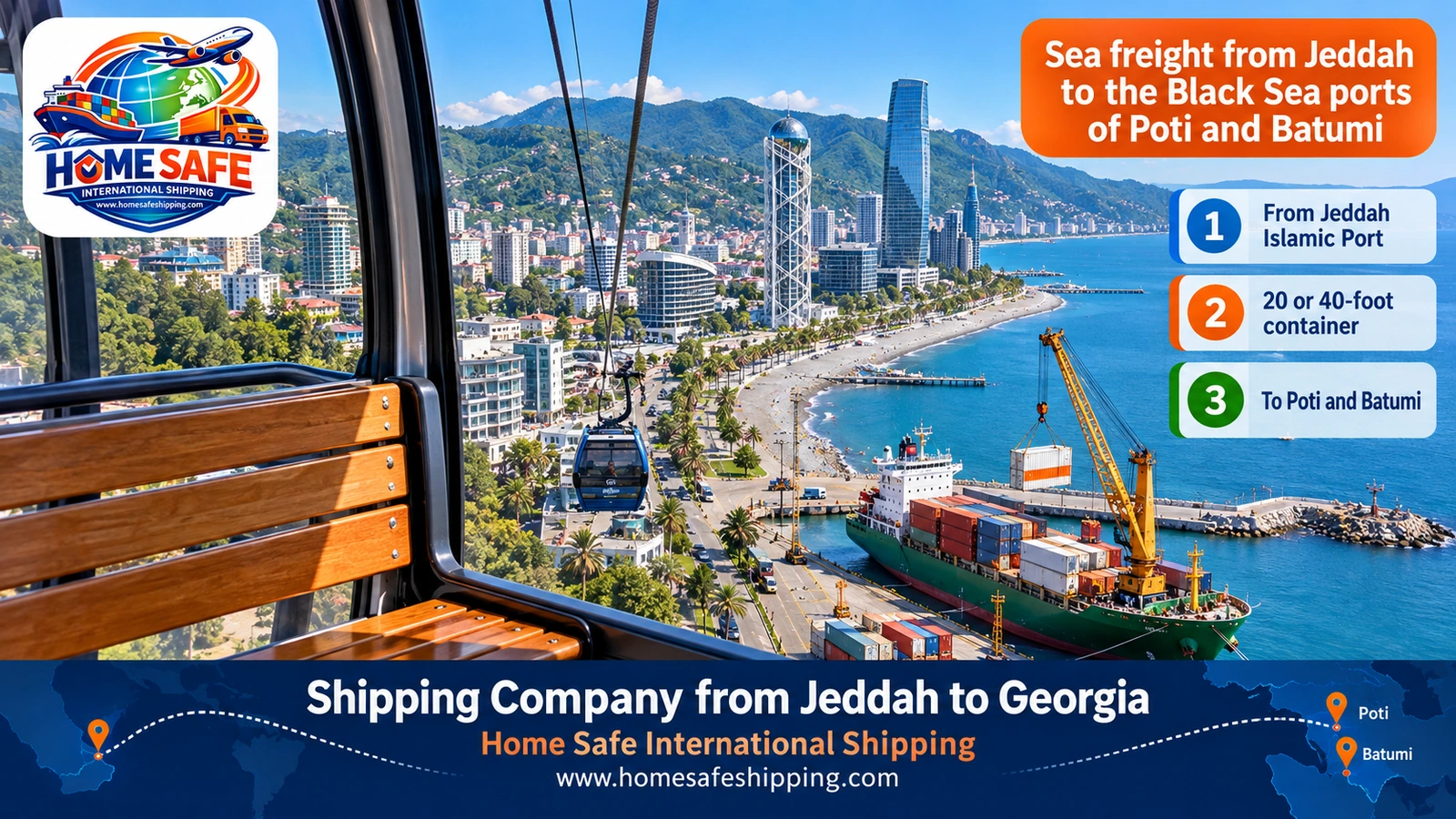 Sea freight from Jeddah to the Black Sea ports of Poti and Batumi