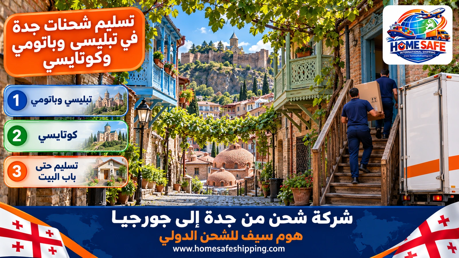 تسليم شحنات جدة في تبليسي وباتومي وكوتايسي
