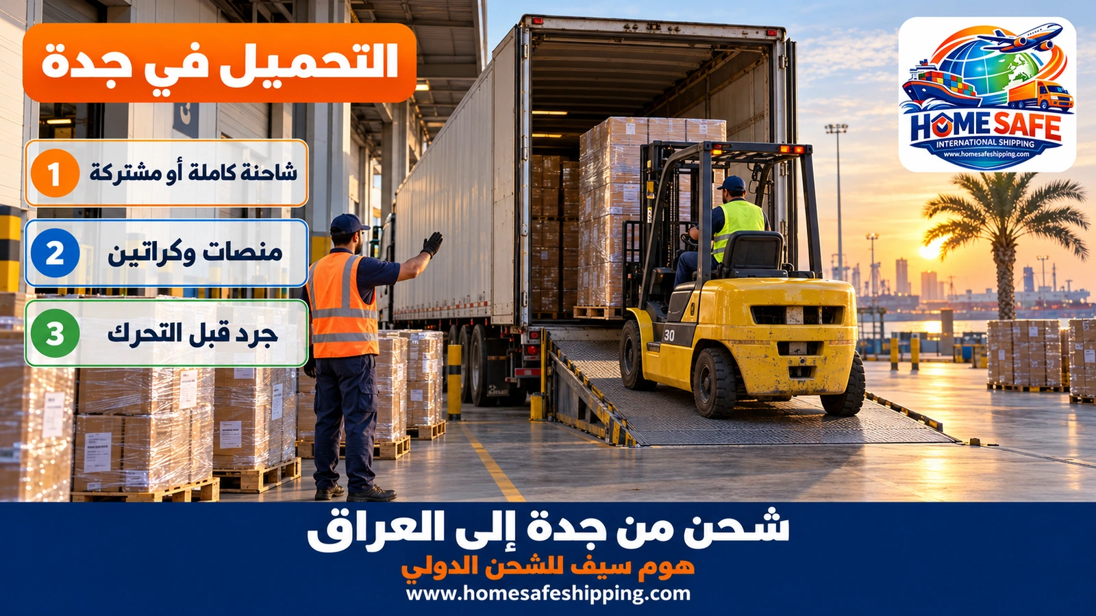 تحميل الشحنات في جدة للشحن البري إلى العراق