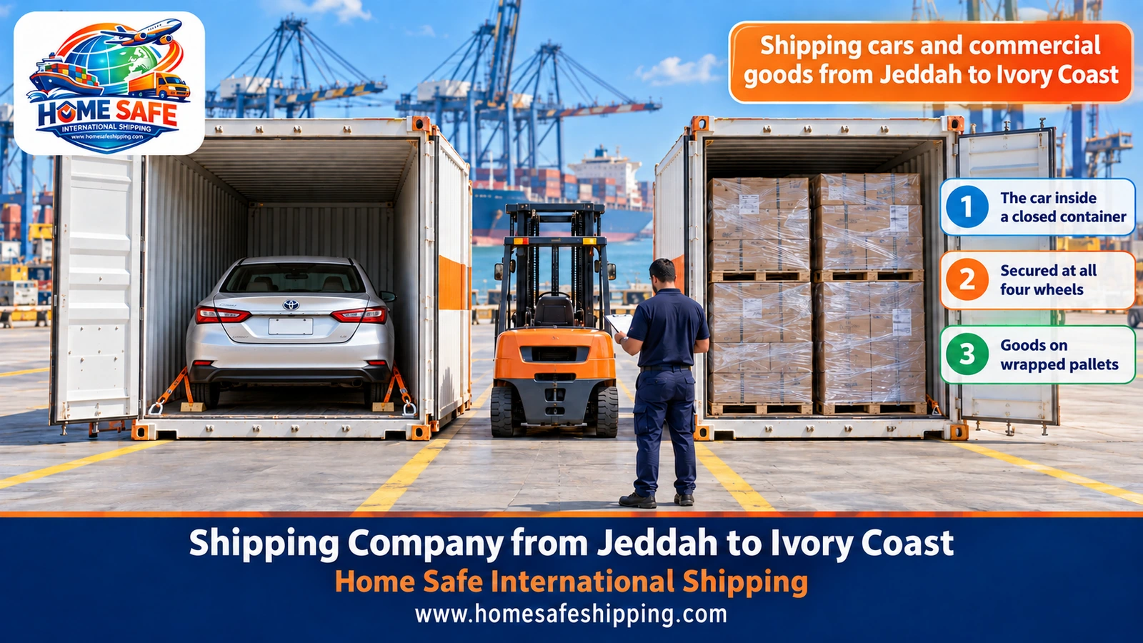 Shipping cars and commercial goods from Jeddah to Ivory Coast