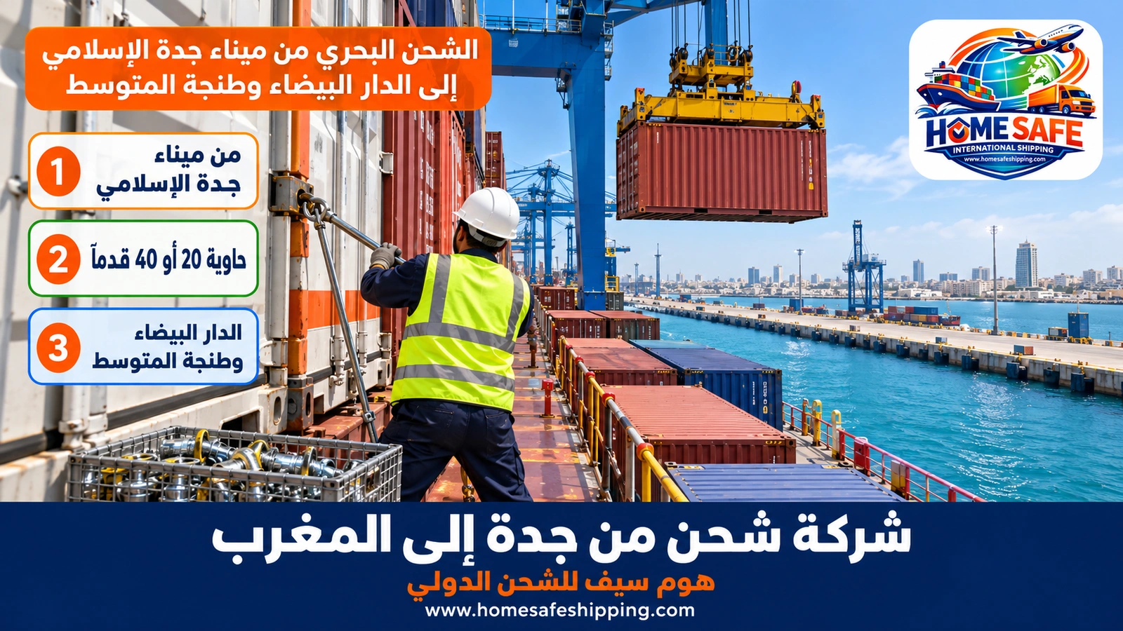 الشحن البحري من ميناء جدة الإسلامي إلى الدار البيضاء وطنجة المتوسط