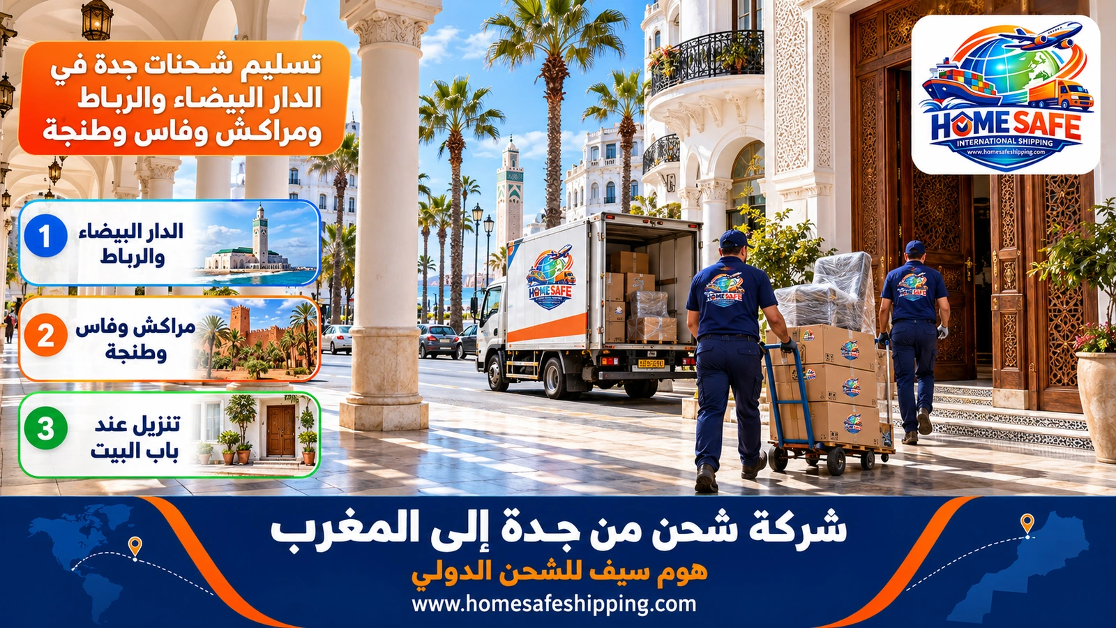 تسليم شحنات جدة في الدار البيضاء والرباط ومراكش وفاس وطنجة