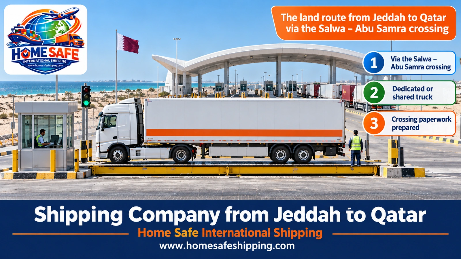 The land route from Jeddah to Qatar via the Salwa – Abu Samra crossing