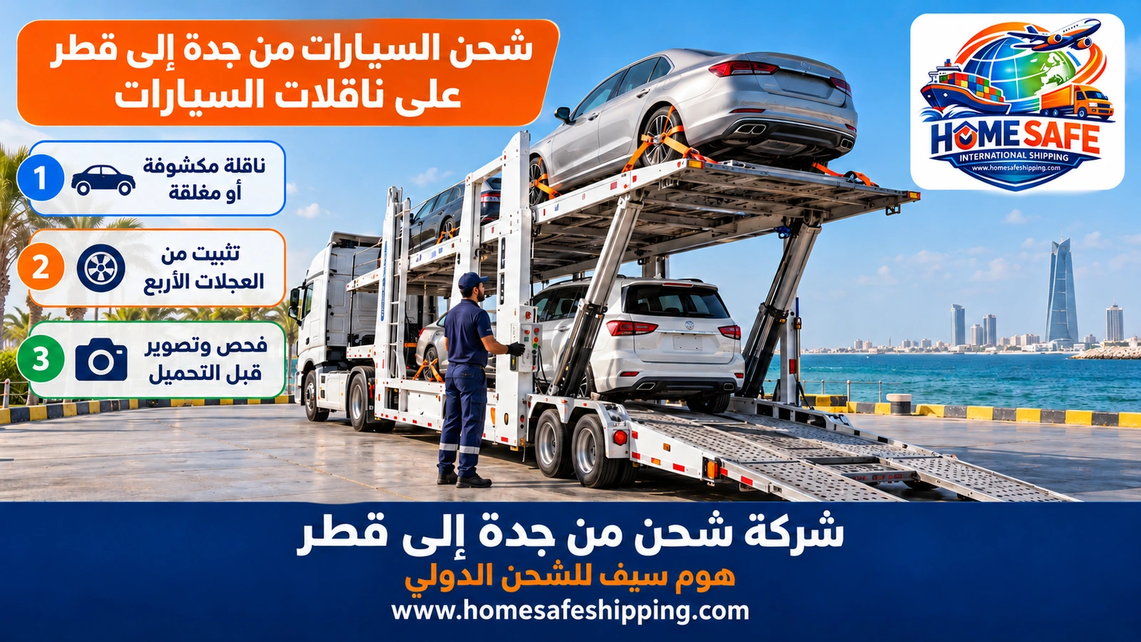 شحن السيارات من جدة إلى قطر على ناقلات السيارات