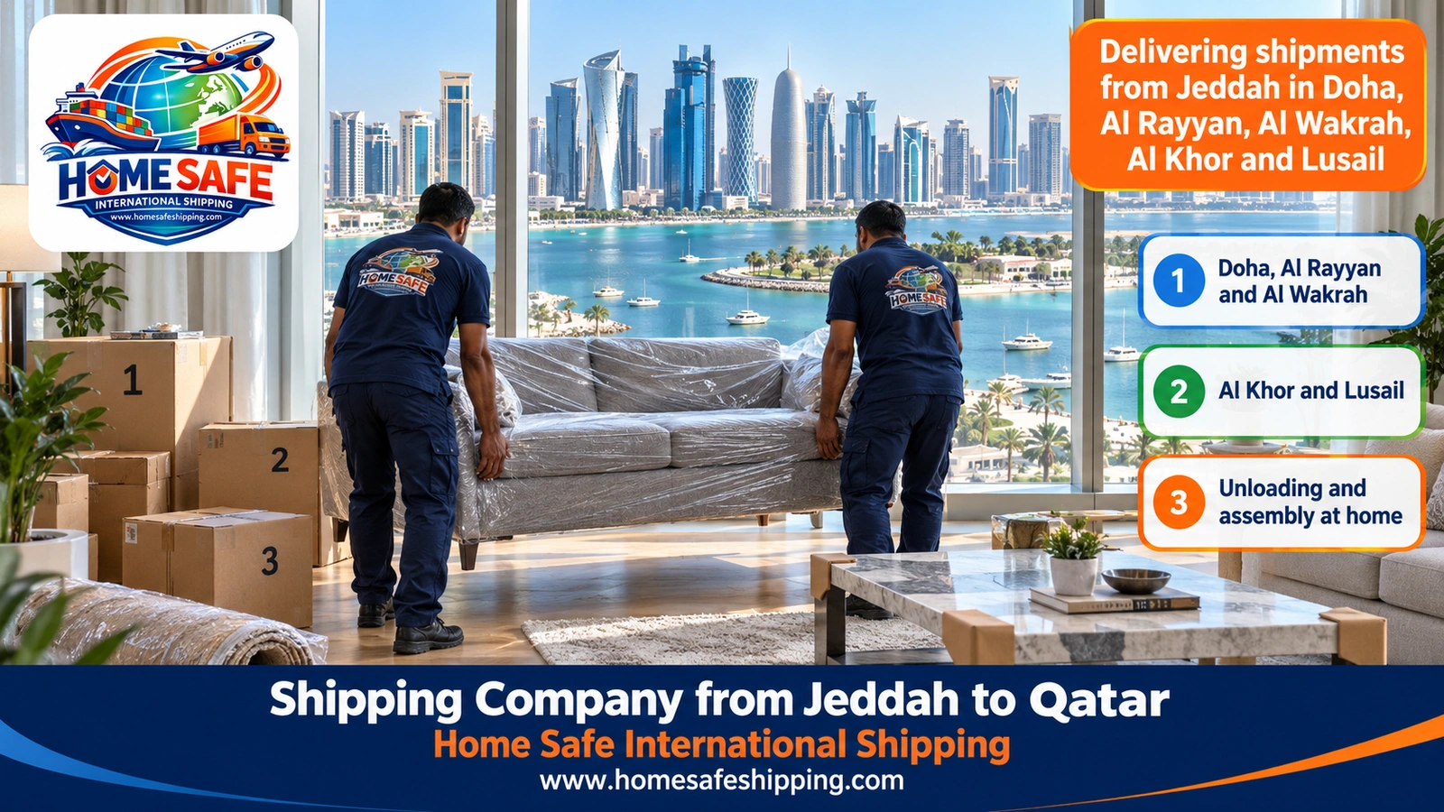Delivering shipments from Jeddah in Doha, Al Rayyan, Al Wakrah, Al Khor and Lusail