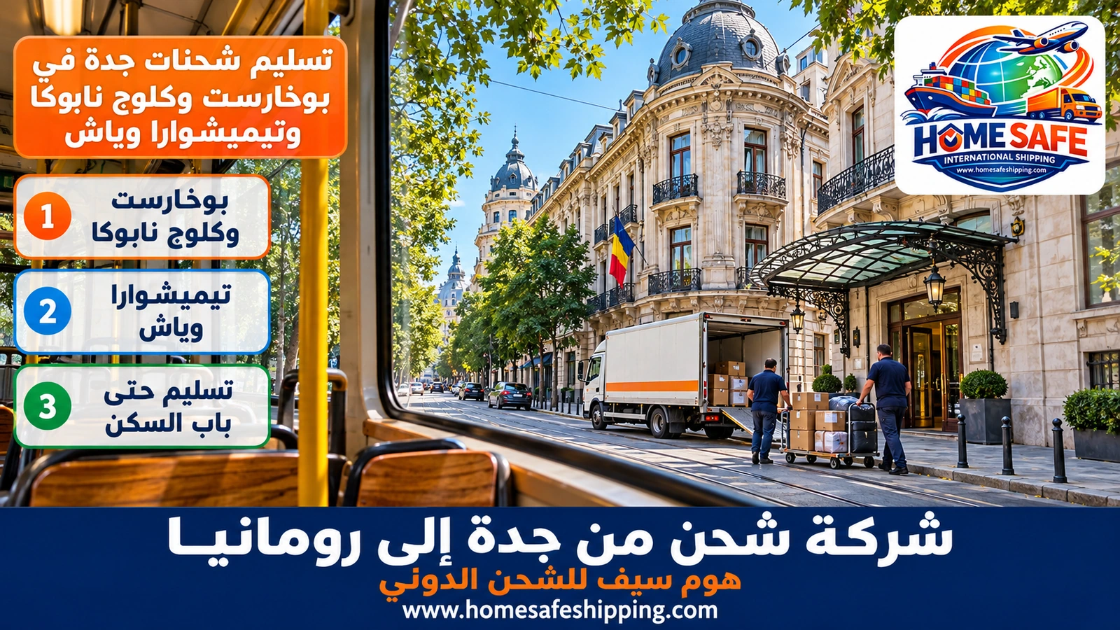 تسليم شحنات جدة في بوخارست وكلوج نابوكا وتيميشوارا وياش