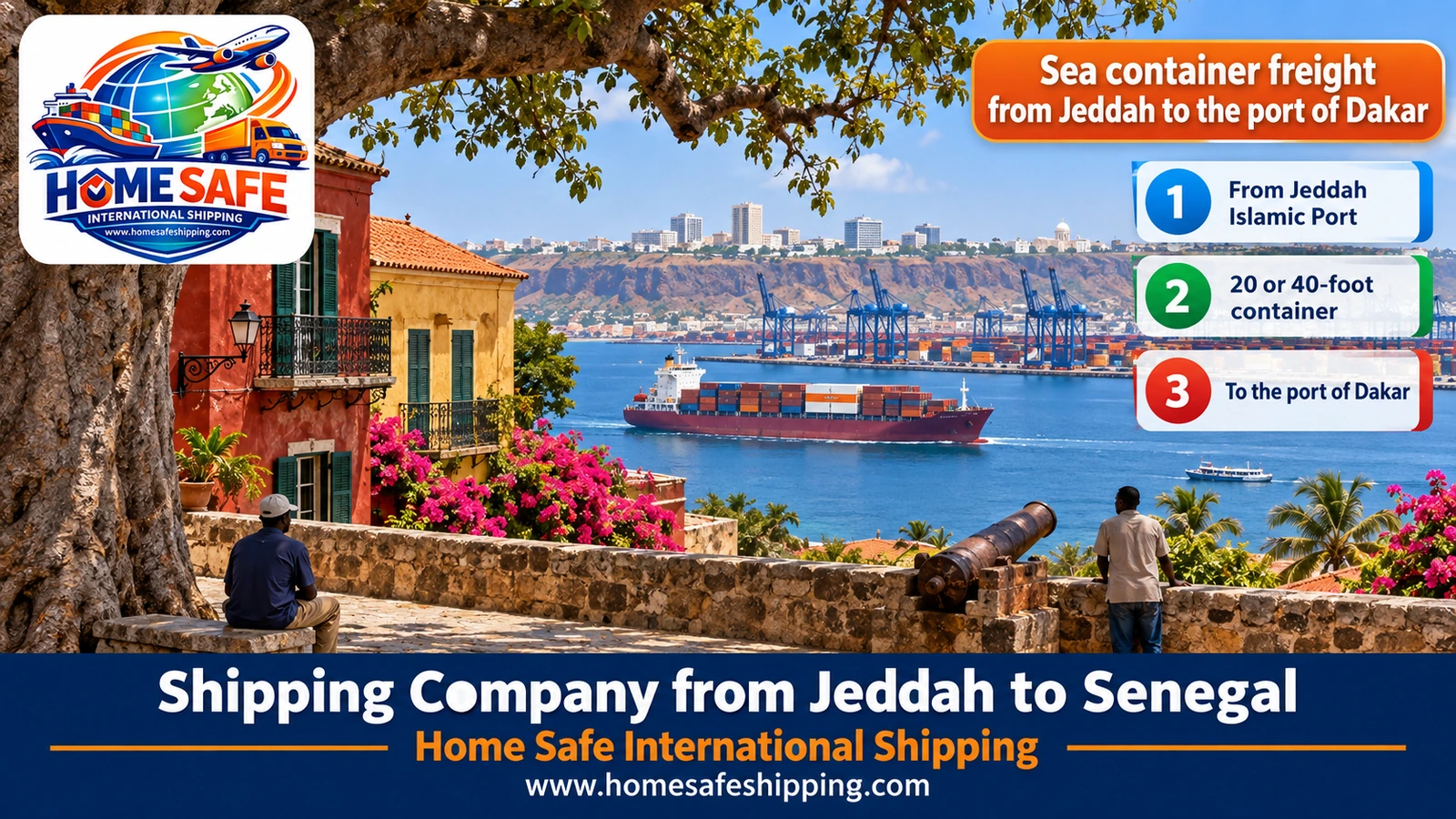 Sea container freight from Jeddah to the port of Dakar