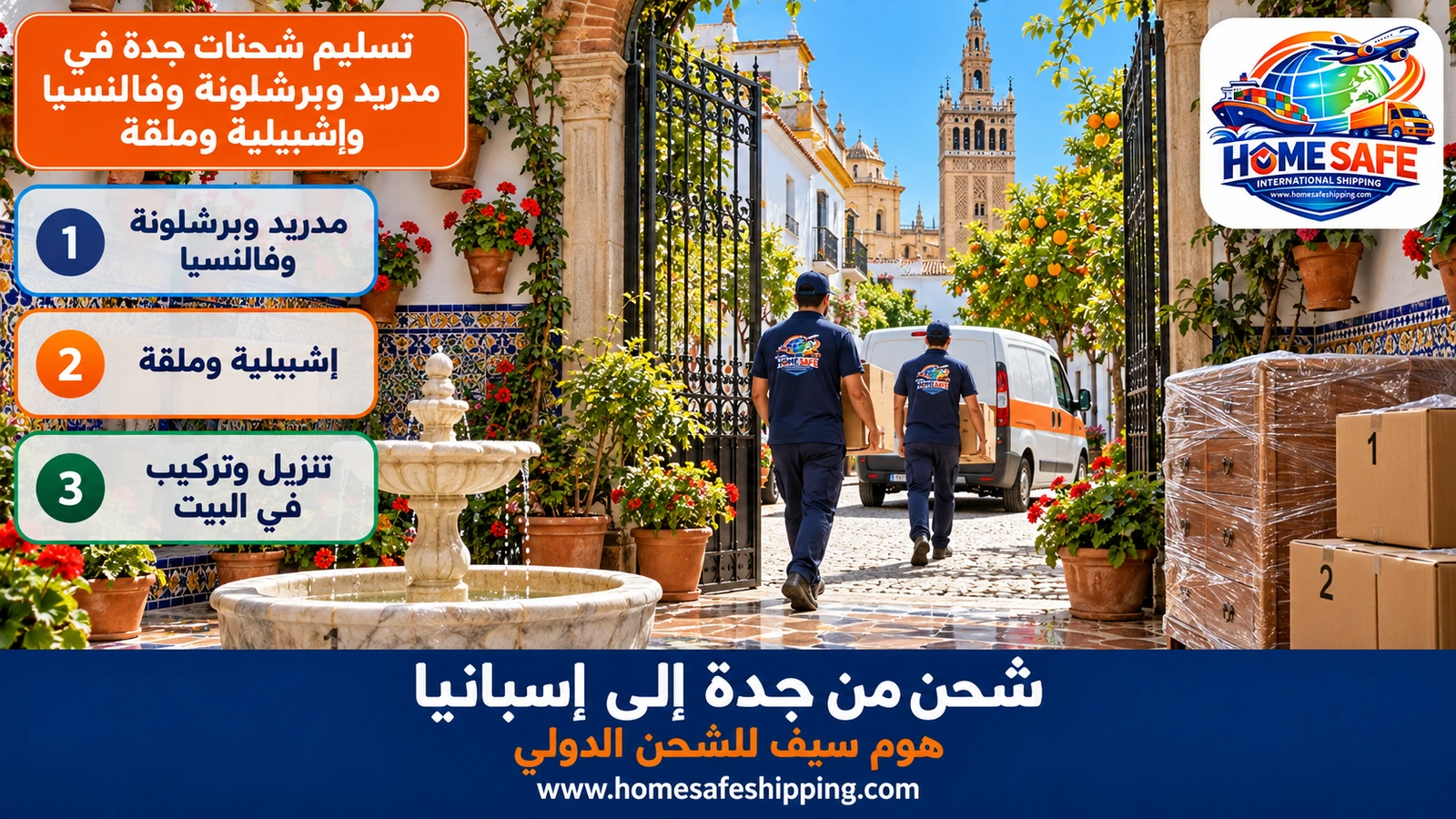 تسليم شحنات جدة في مدريد وبرشلونة وفالنسيا وإشبيلية وملقة
